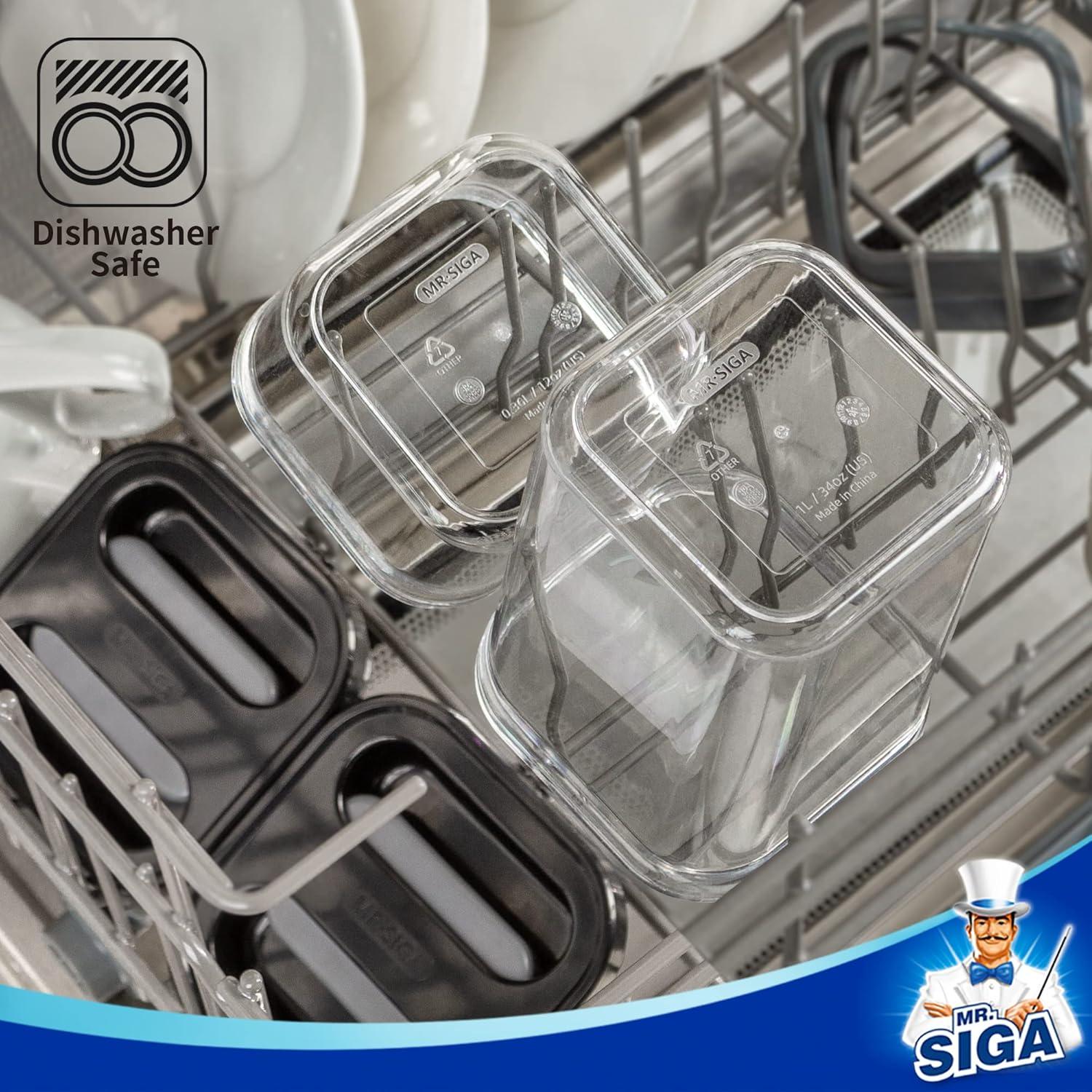 imageMRSIGA 4 Pack Airtight Food Storage Container Set BPA Free Kitchen Pantry Organization Canisters Onehanded Airtight Cereal Snack Candy Storage Containers 360ml 122oz Small BlackBlack