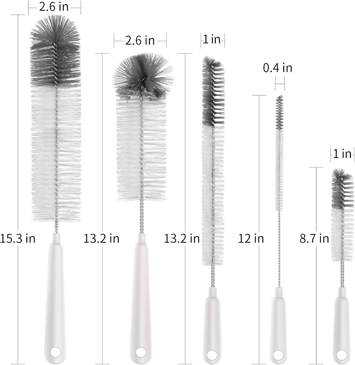 imageMRSIGA 5 Pack Bottle Brush Cleaning Set with Storage Holder Cleaning Brushes for Long Narrow Neck Bottles Water Bottles Baby Bottles Tumblers Drinking Glasses Strews