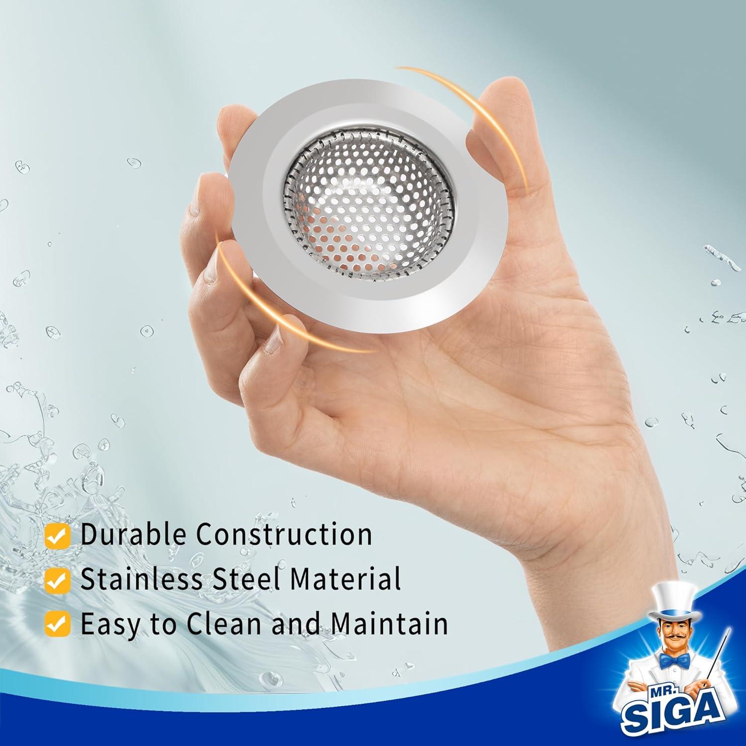 imageMRSIGA Bathtub Drain Strainer Stainless Steel Shower Bathtub Drain Hair Catcher Bathroom Sink Drain Strainer 3 Pack