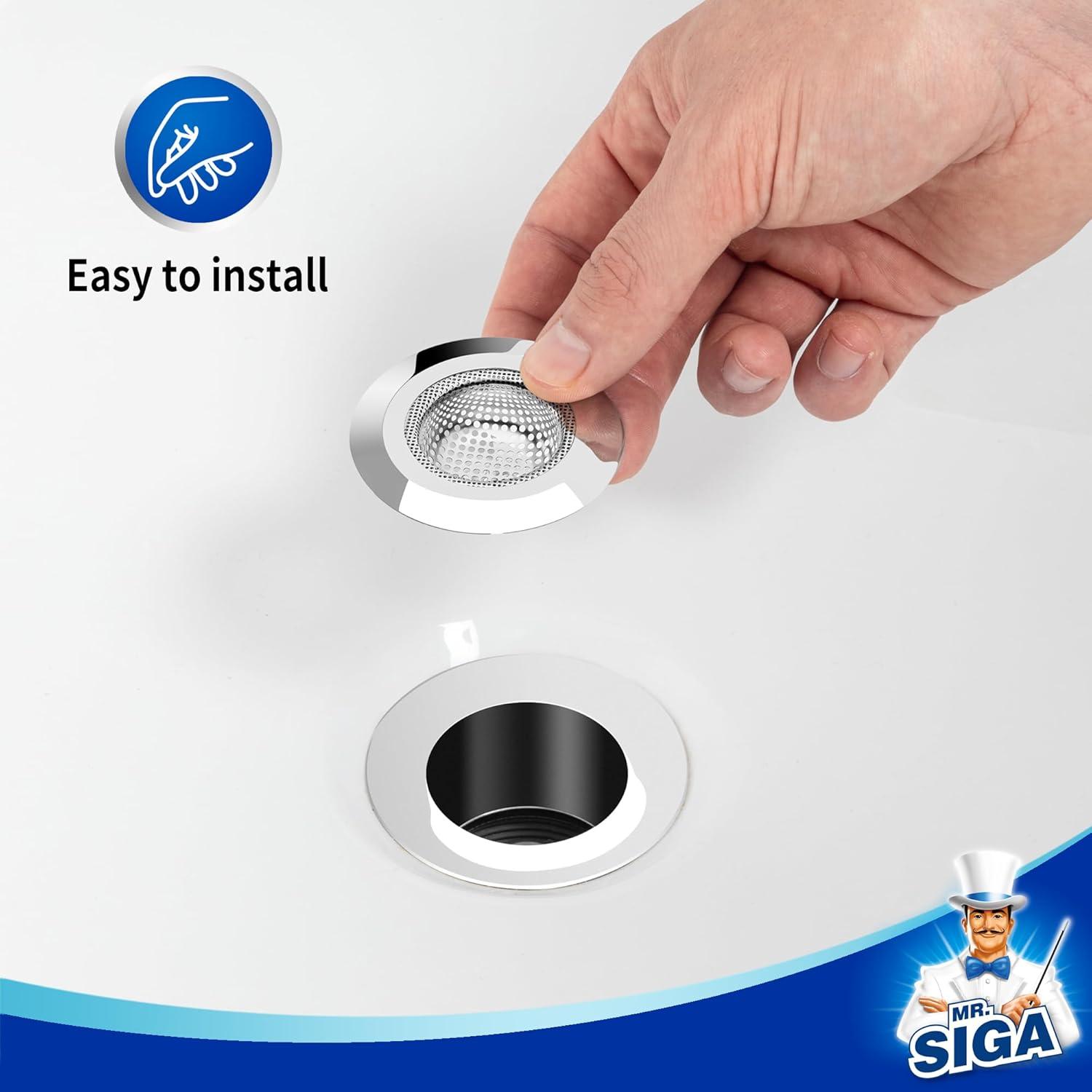 imageMRSIGA Bathtub Drain Strainer Stainless Steel Shower Bathtub Drain Hair Catcher Bathroom Sink Drain Strainer 3 Pack