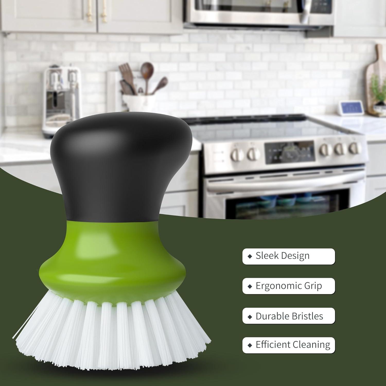 imageMRSIGA Dish Scrub Brush Palm Brush Dish Scrubber with Ergonomic Grip Kitchen Brushes for Dishes Green Pack of 2Green