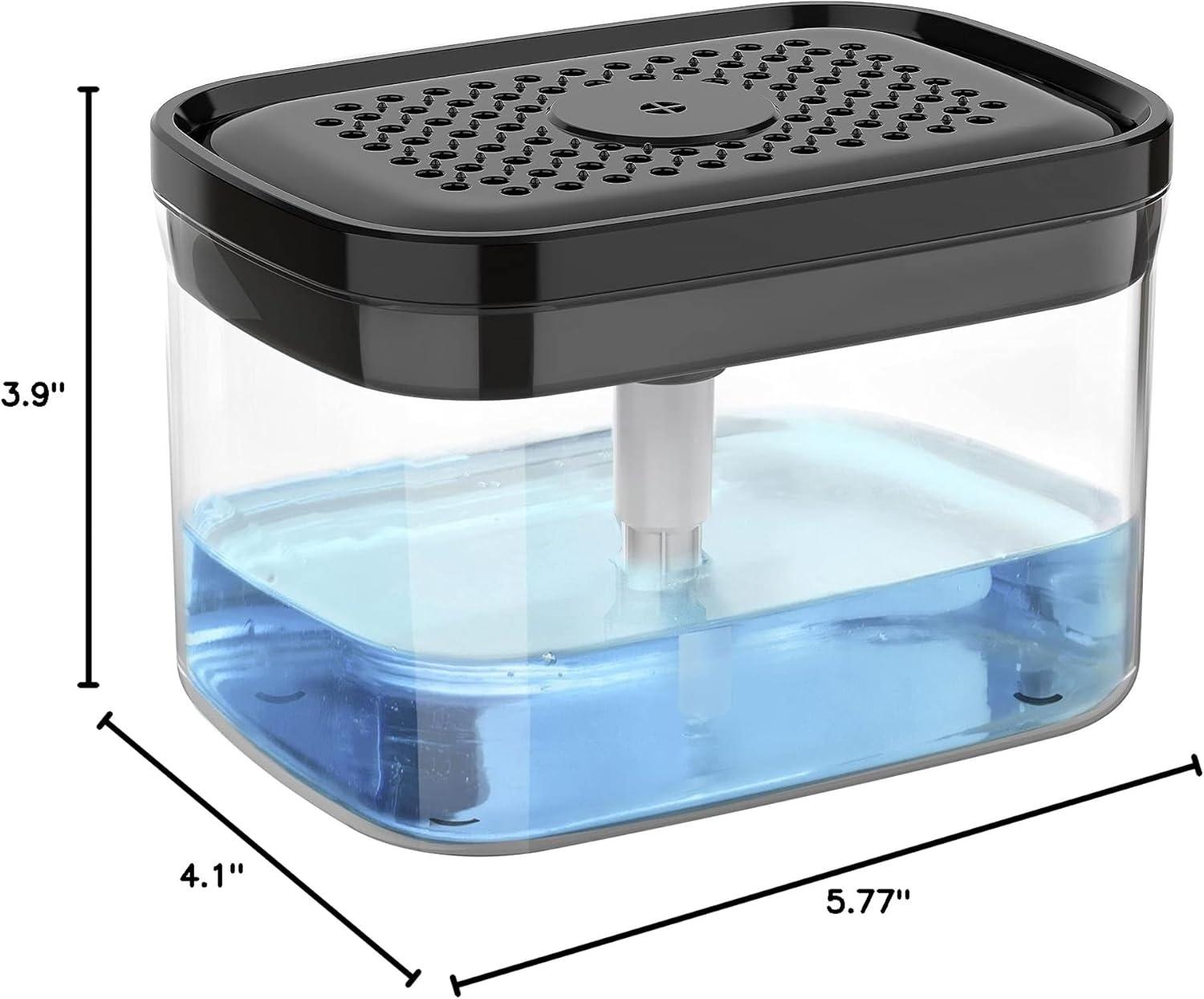 imageMRSIGA Dish Soap Dispenser for Kitchen2 in 1 Premium Sponge Holder Dishwashing Soap Pump Dispenser for Countertop BlackBlack