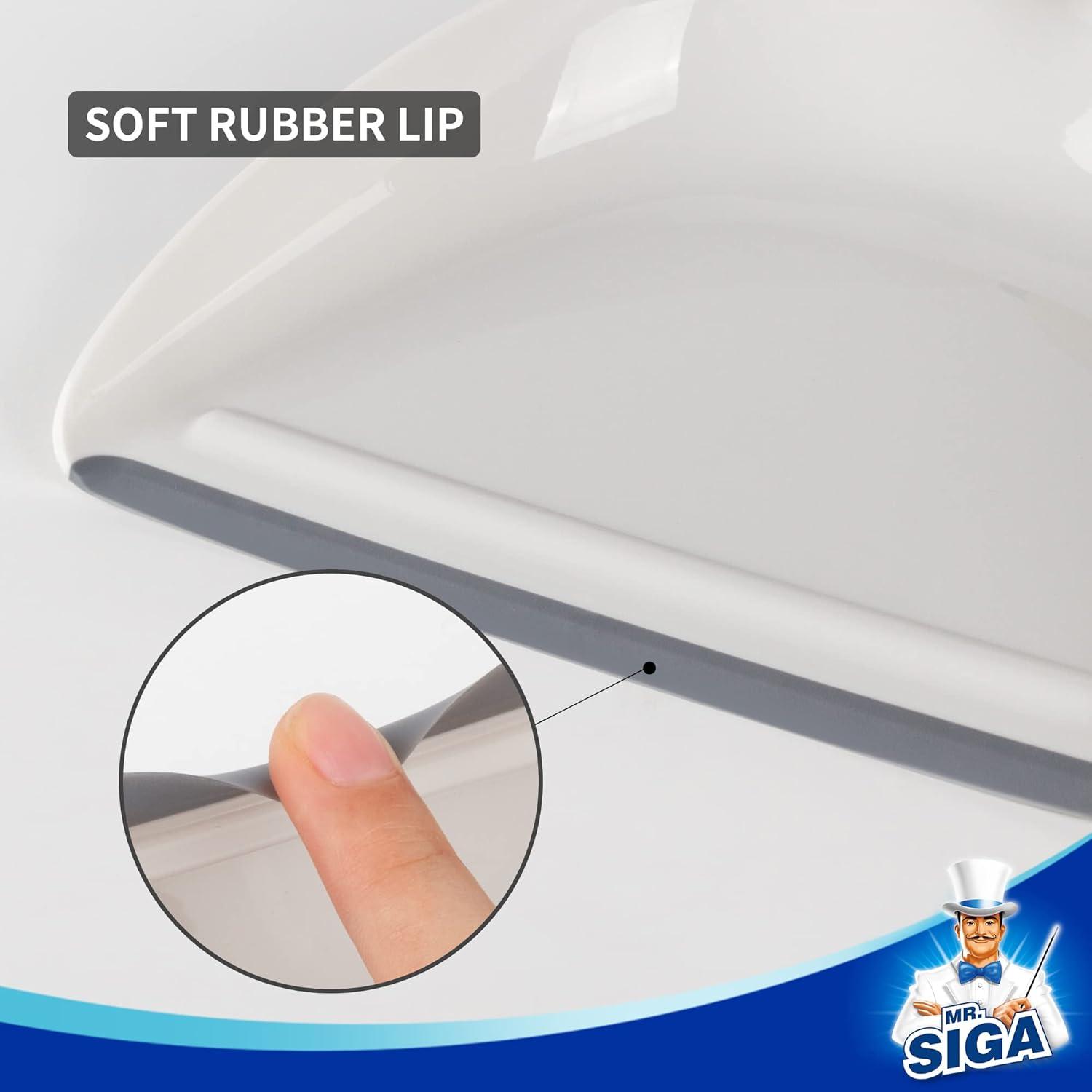 imageMRSIGA Dustpan and Brush Set Portable Cleaning Brush and Dustpan Combo with Bamboo Handle White 1 SetWhite