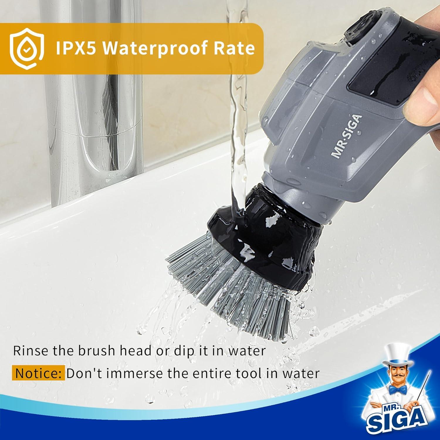 imageMRSIGA Electric Spin Scrubber Flat Brush Refills 3 PackBlackGray