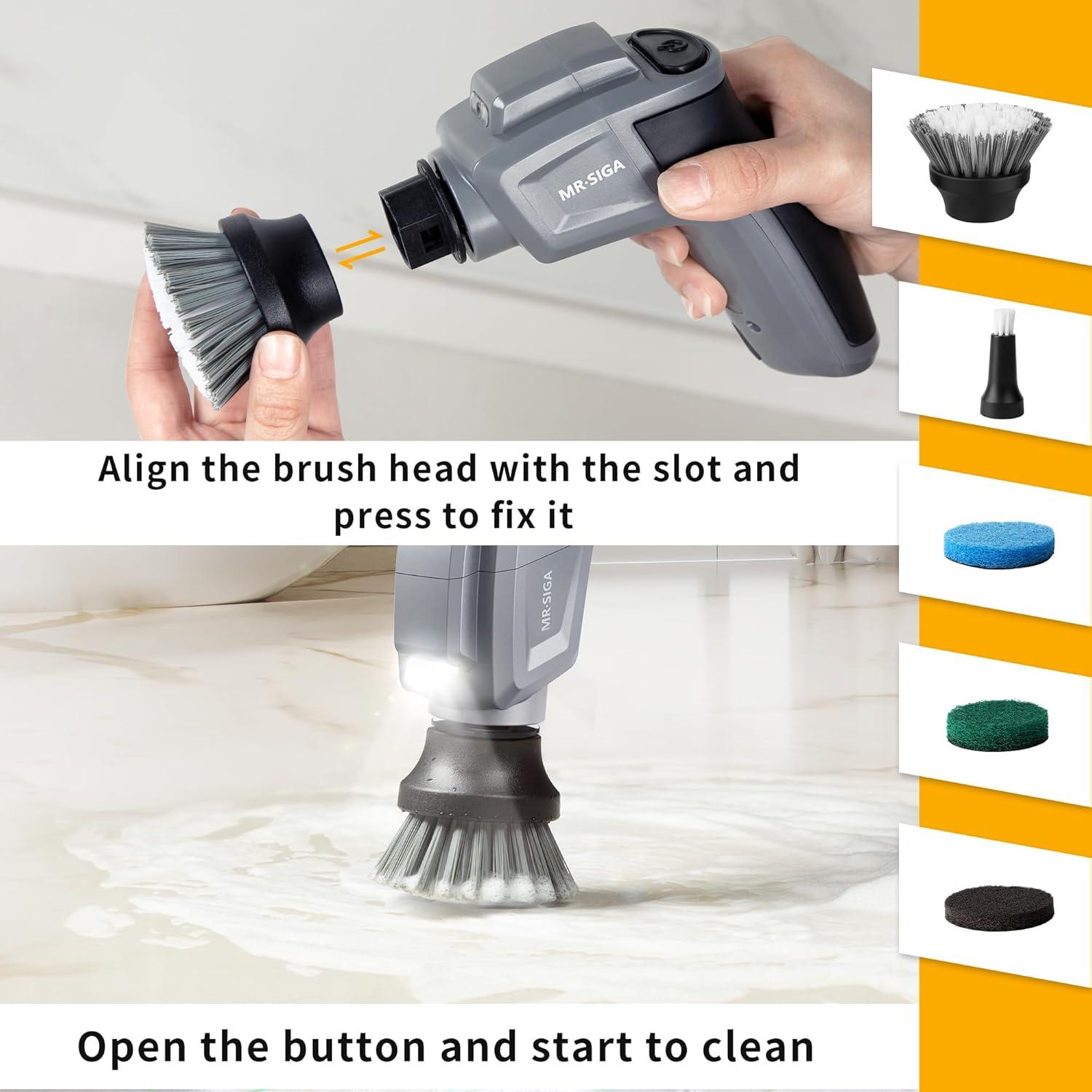 imageMRSIGA Electric Spin Scrubber Flat Brush Refills 3 PackBlackGray