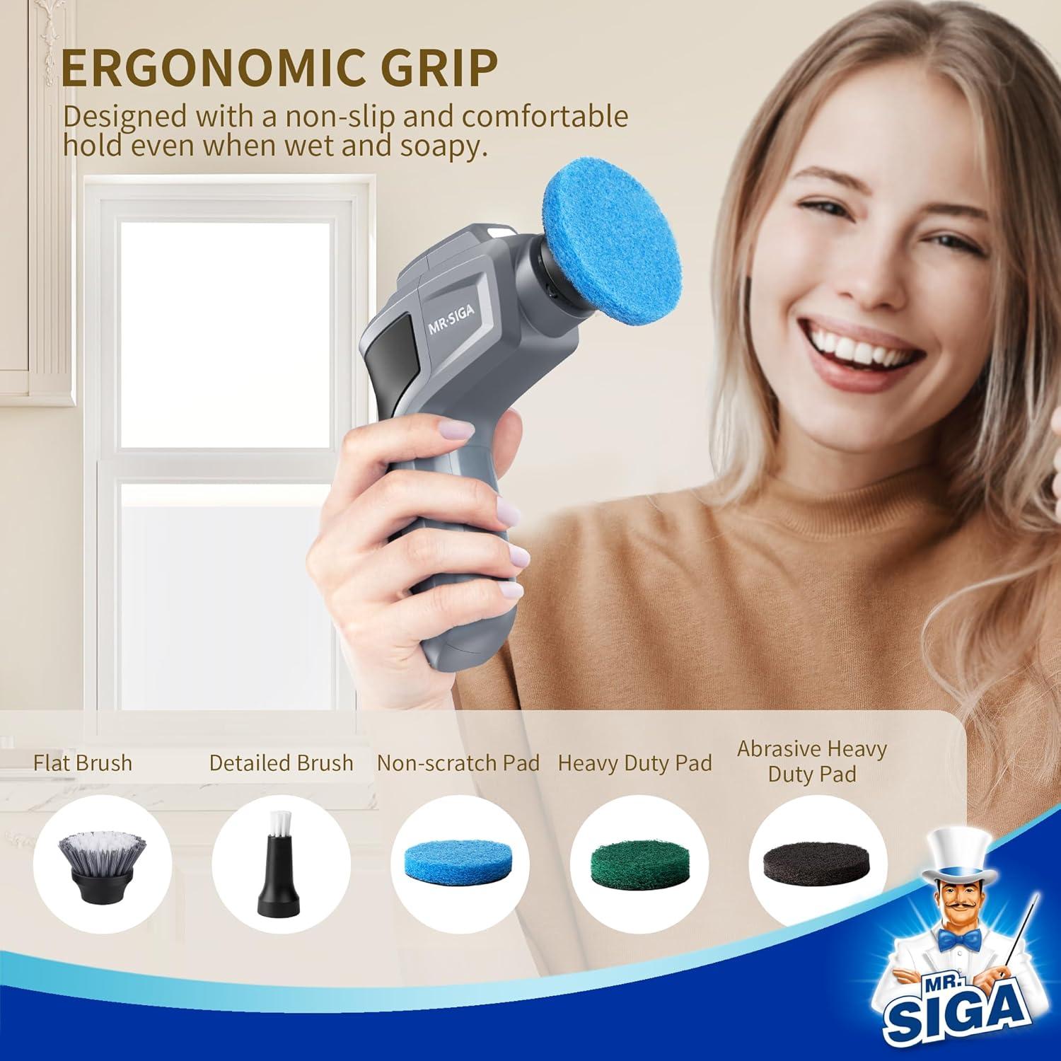imageMRSIGA Electric Spin Scrubber Flat Brush Refills 3 PackBlackWhite