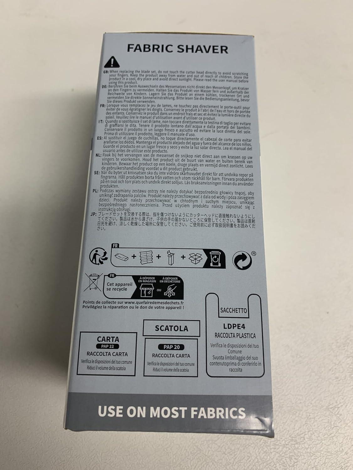 imageMRSIGA Fabric Shaver and Lint Remover Battery Operated Portable Lint Shaver with LED Lights 2 Replaceable 6Leaf Blades CreamGray