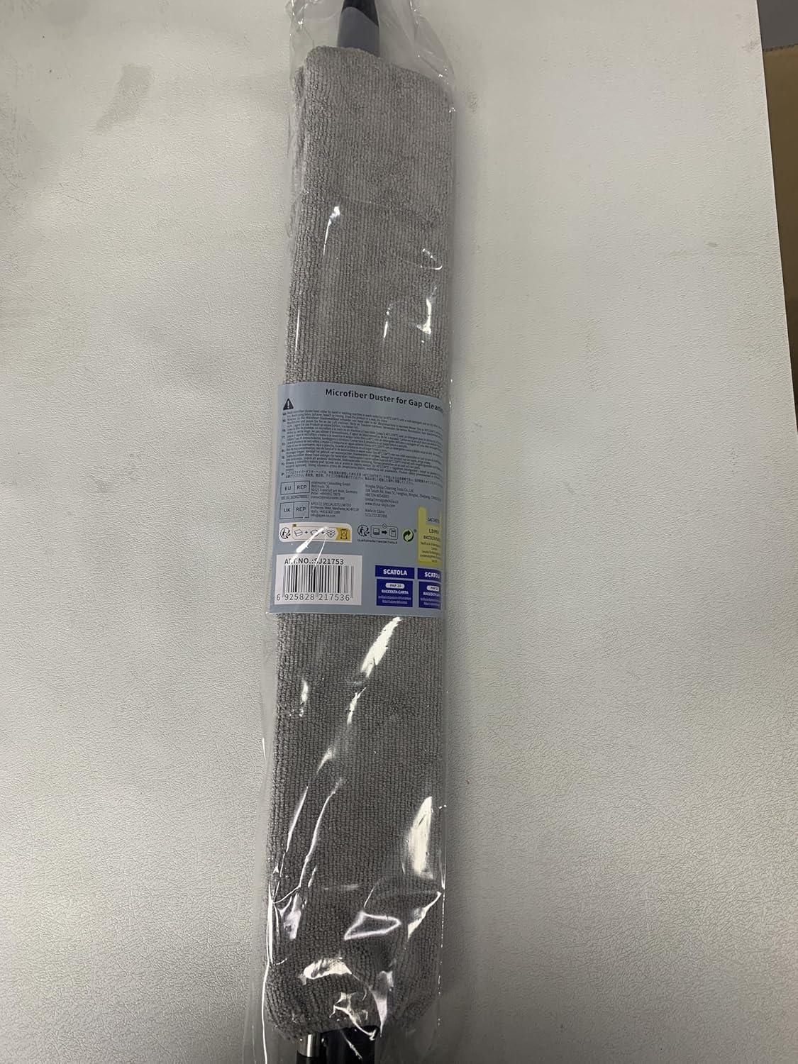 imageMRSIGA Flexible Microfiber Long Duster for Gap Cleaning Stainless Steel Adjustable Handle Washable Gap Cleaning Duster Gray