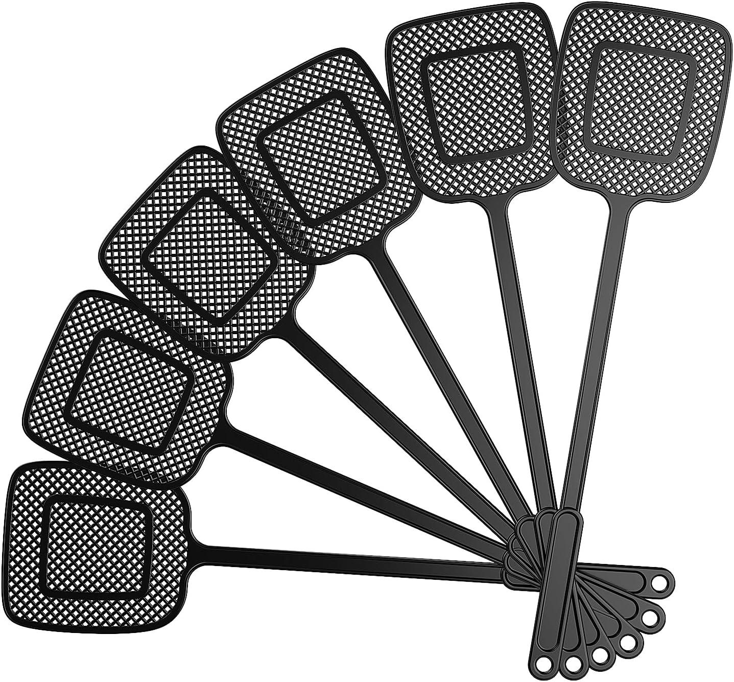 imageMRSIGA Heavy Duty Long Handle Fly Swatter Black 6 Pack