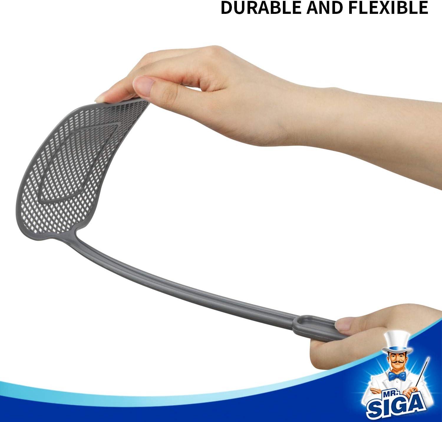 imageMRSIGA Heavy Duty Long Handle Fly Swatter Gray 6 Pack