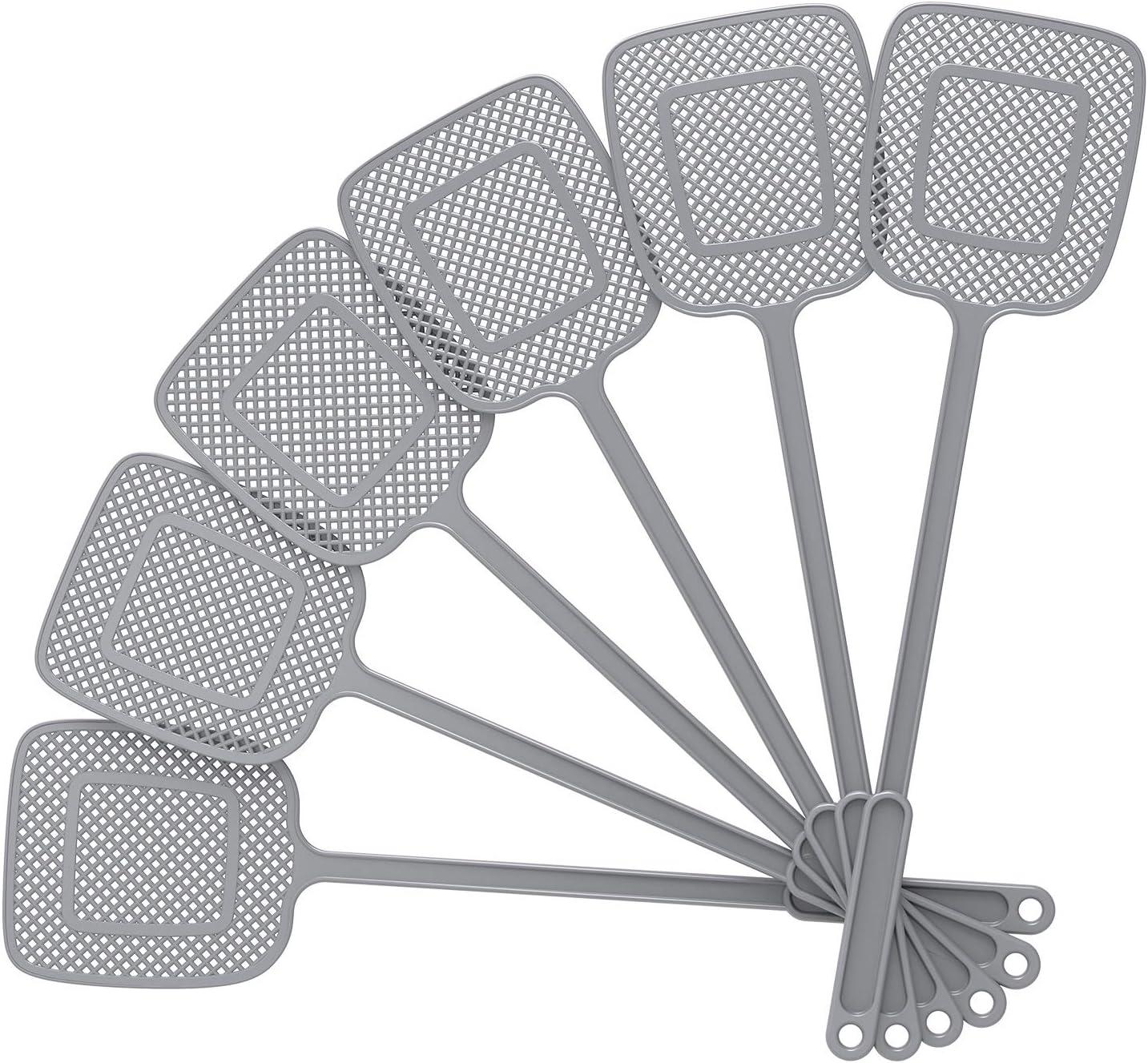 imageMRSIGA Heavy Duty Long Handle Fly Swatter Gray 6 Pack