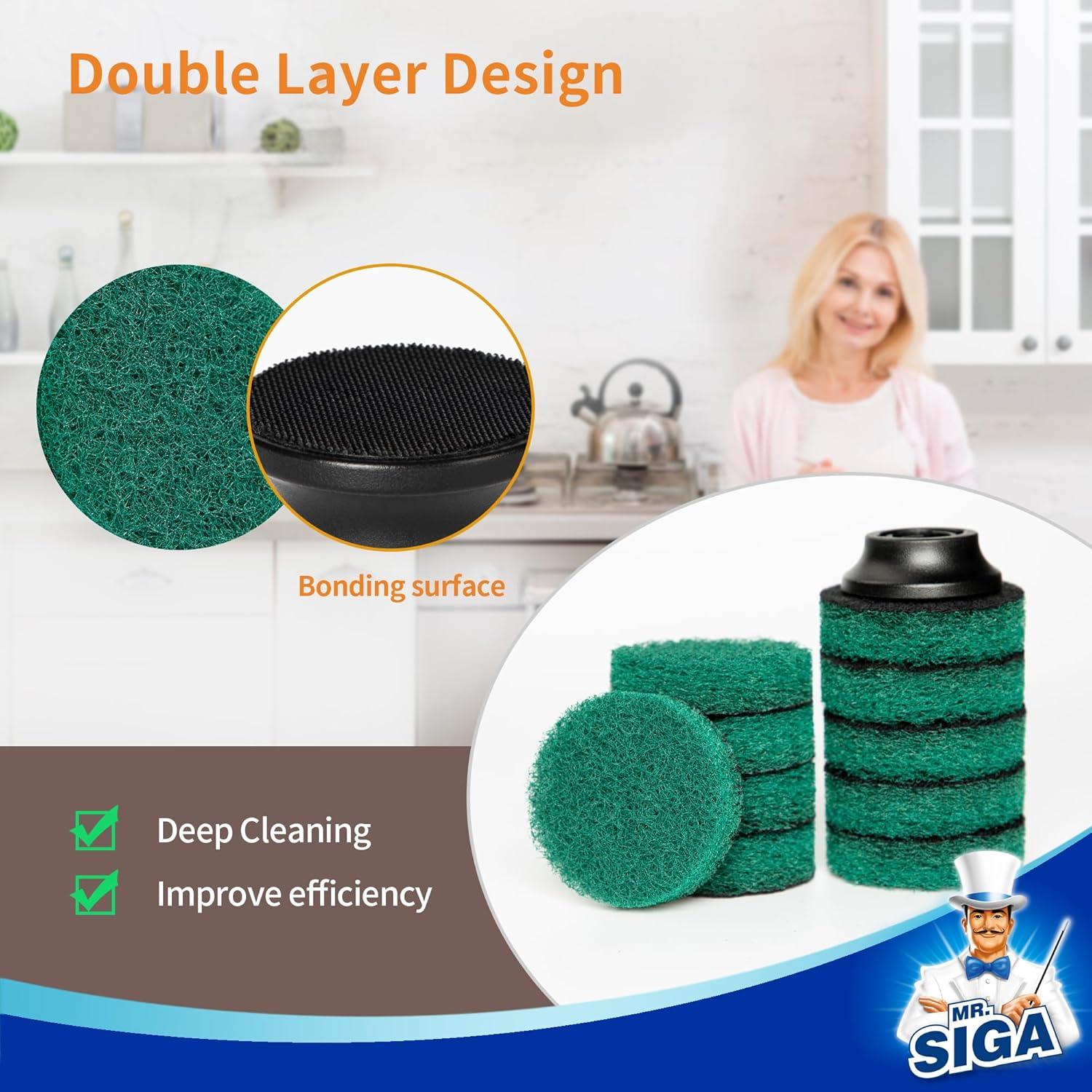 imageMRSIGA Heavy Duty Pad Refills for Electric Spin Scrubber Diameter 26in65cm 10 Pack
