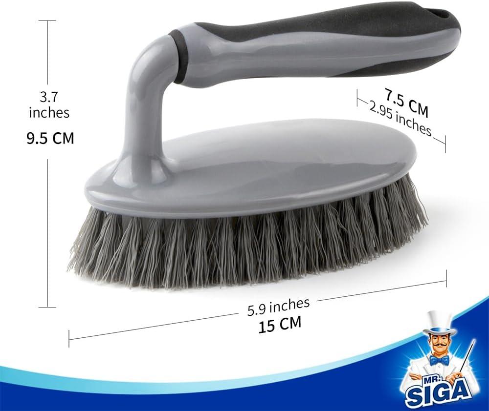 imageMRSIGA Heavy Duty Scrub Brush with Comfortable Grip Cleaning Brush for Bathroom Shower Sink Floor 2PackGray Black 2 Pack