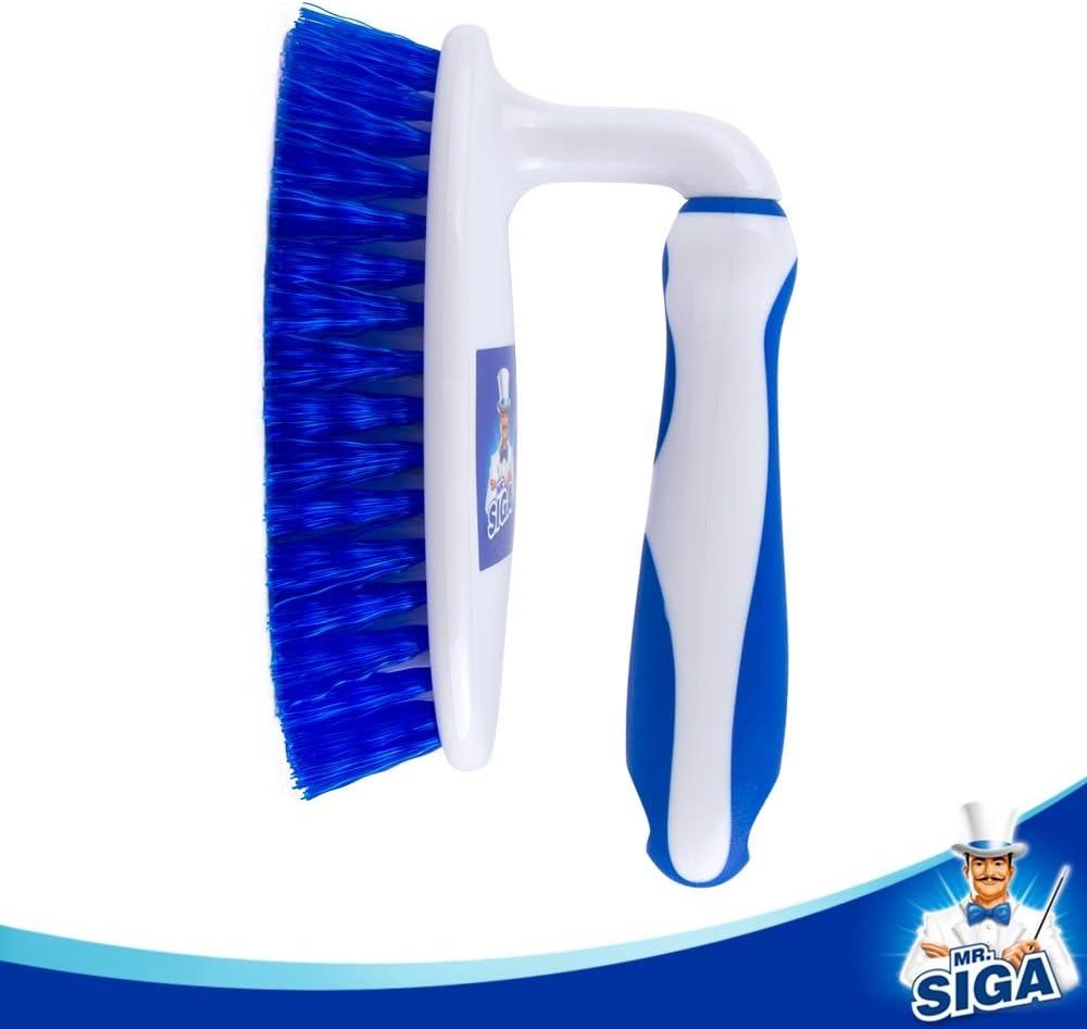 imageMRSIGA Heavy Duty Scrub Brush with Comfortable Grip Cleaning Brush for Bathroom Shower Sink Floor 2PackWhite Blue 2 Pack