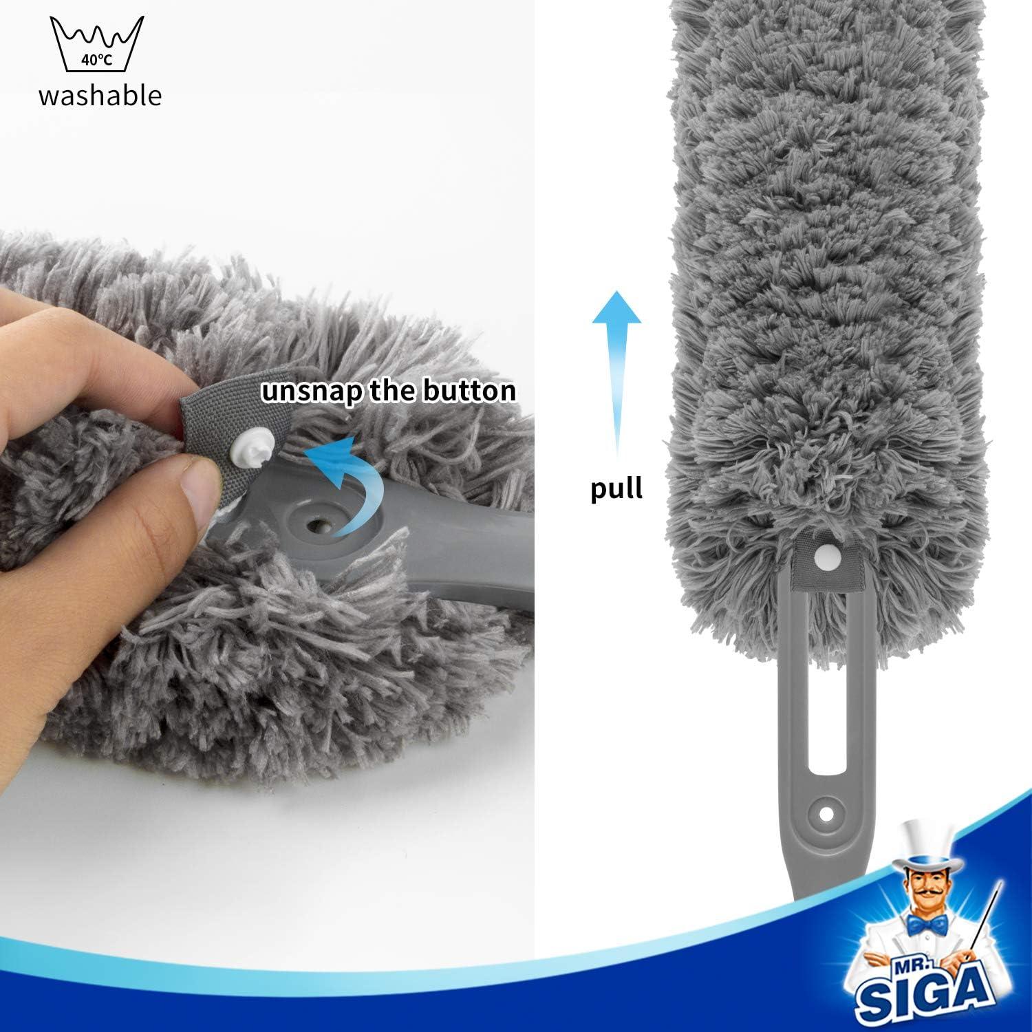 imageMRSIGA Lint Free Microfiber Duster Washable Duster for Household Cleaning GrayGray
