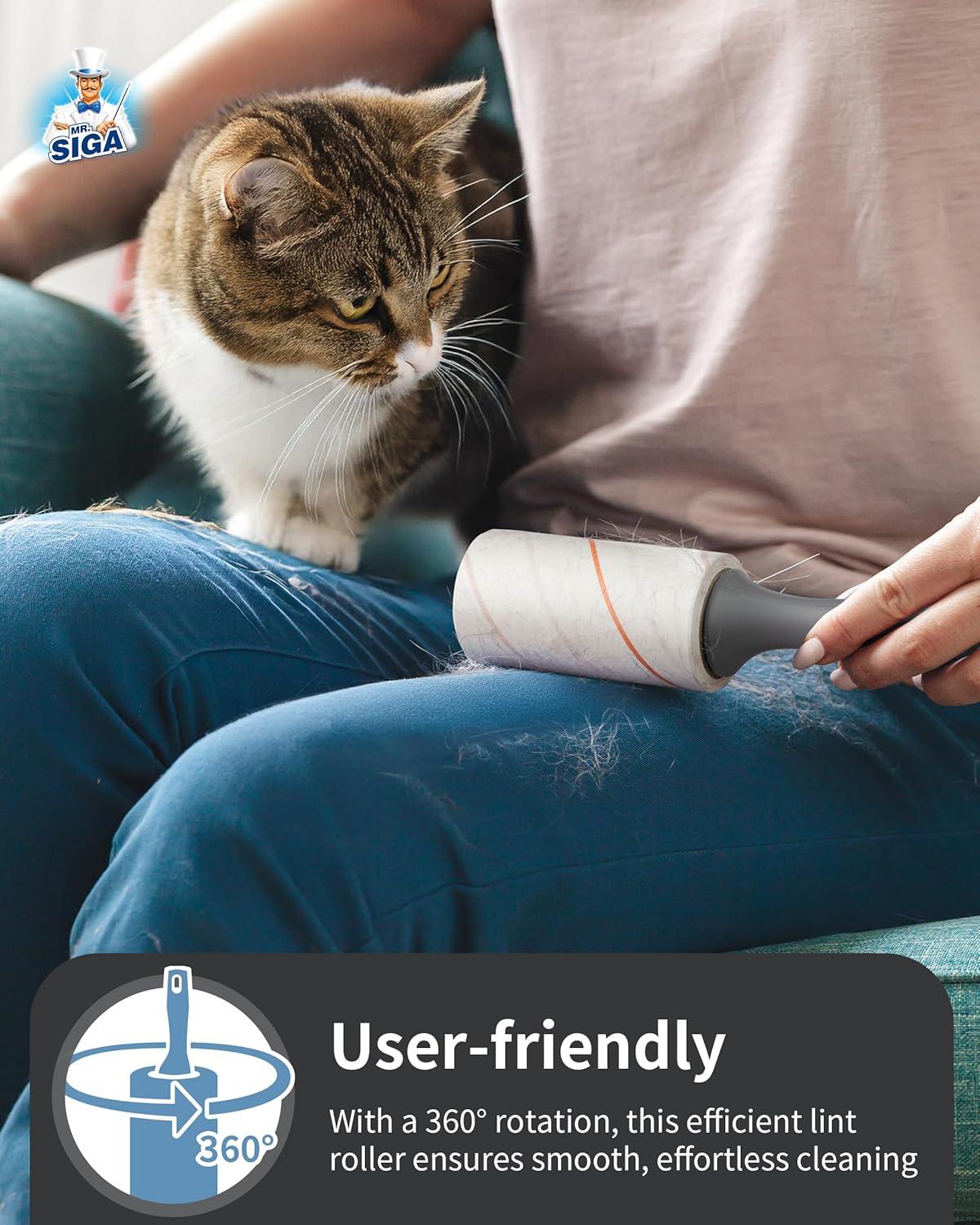 imageMRSIGA Lint Rollers for Pet Hair Extra Sticky 540 Sheets Lint Remover for Clothing Furniture Pet Hair Remover with Easy Tear Sheets720 Sheets