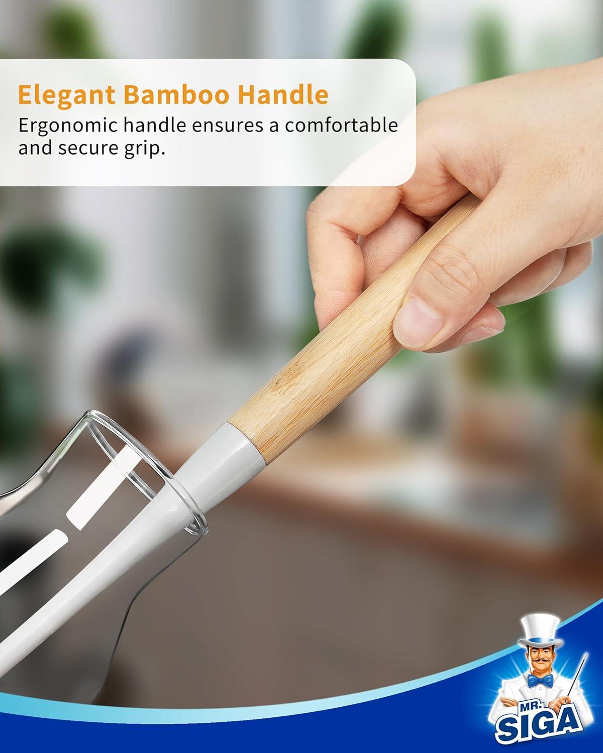 imageMRSIGA Long Reach Bottle Brush Water Bottle Cleaner Brush Brush for Cleaning Bottles Bamboo Handle 1 Pack