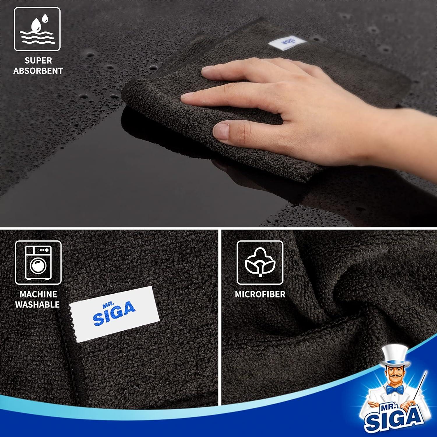 imageMRSIGA Microfiber Cleaning Cloth AllPurpose Microfiber Towels Streak Free Cleaning Rags Pack of 12 Grey Size 32 x 32 cm126 x 126 inchBlack