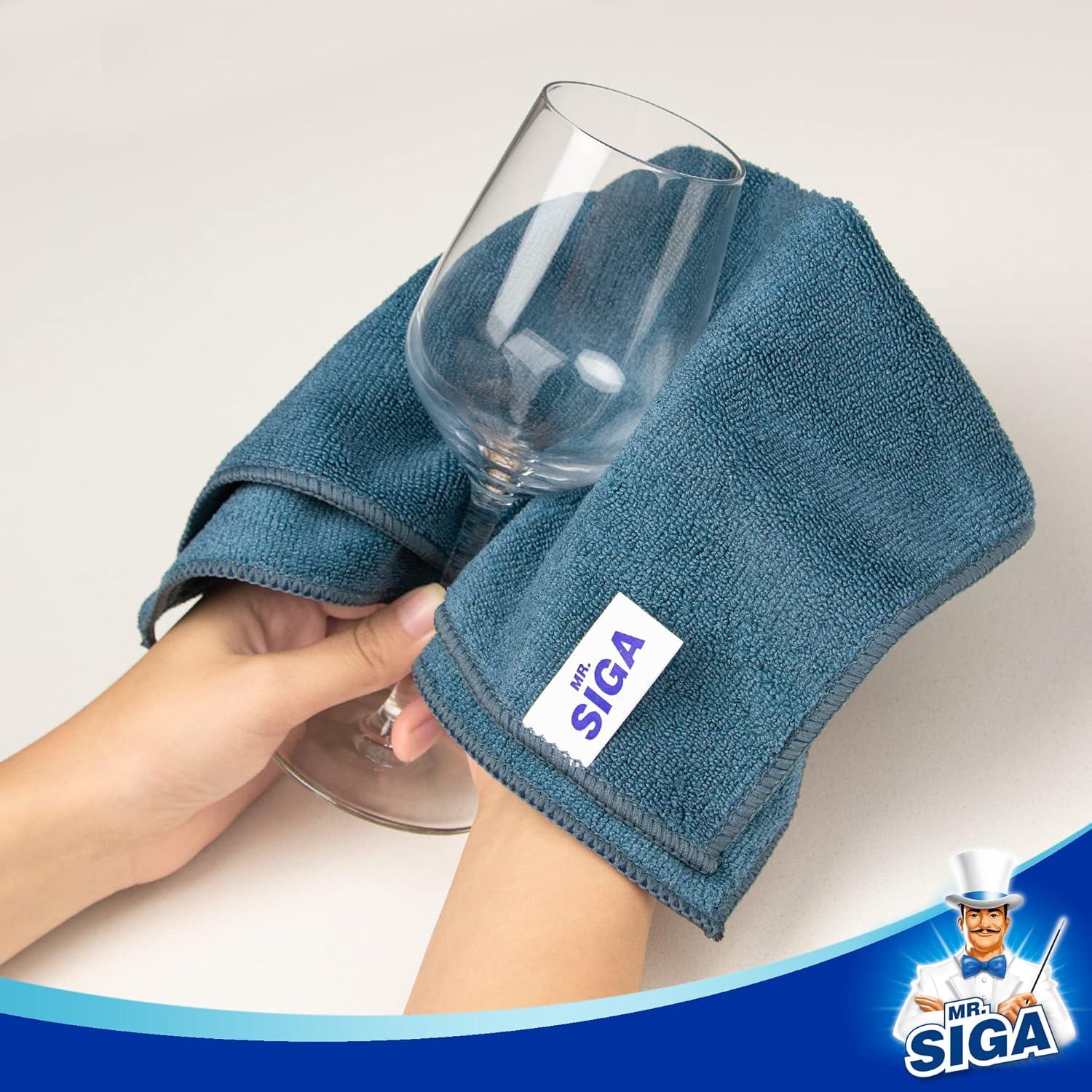 imageMRSIGA Microfiber Cleaning Cloth AllPurpose Microfiber Towels Streak Free Cleaning Rags Pack of 12 Grey Size 32 x 32 cm126 x 126 inchLight Teal