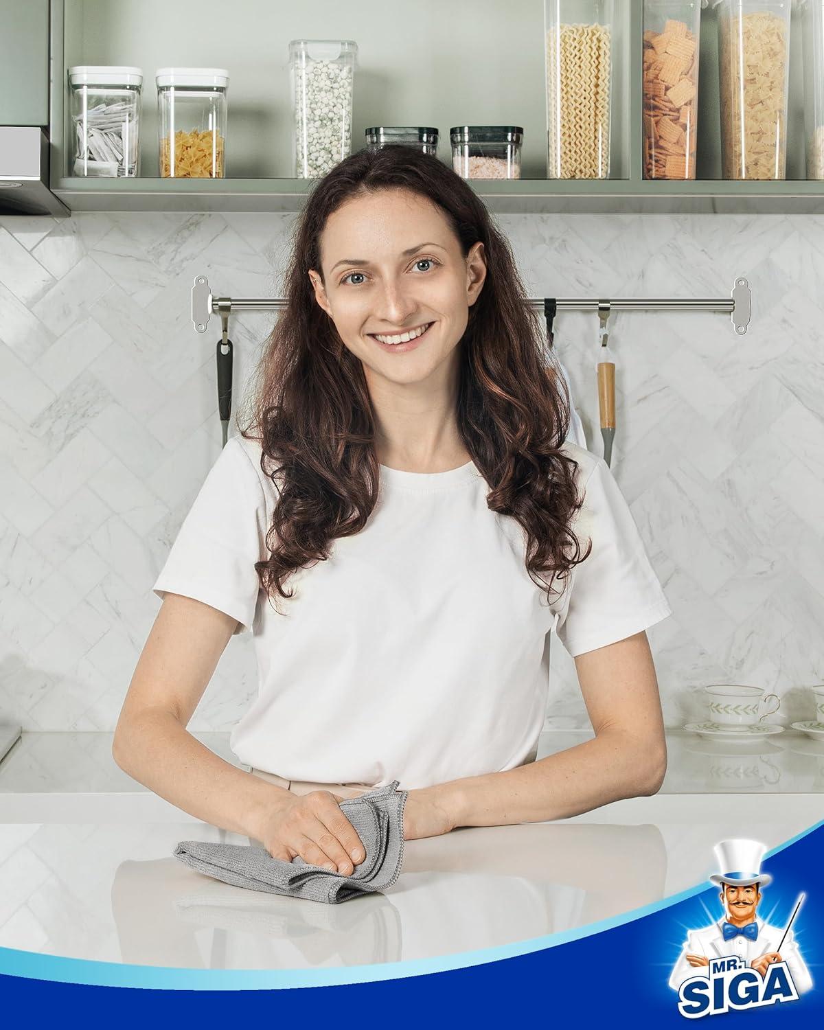 imageMRSIGA Microfiber Cleaning Cloth AllPurpose Microfiber Towels Streak Free Cleaning Rags Pack of 15 Sky Blue Size 30 x 30 cm118 x 118 inchGray