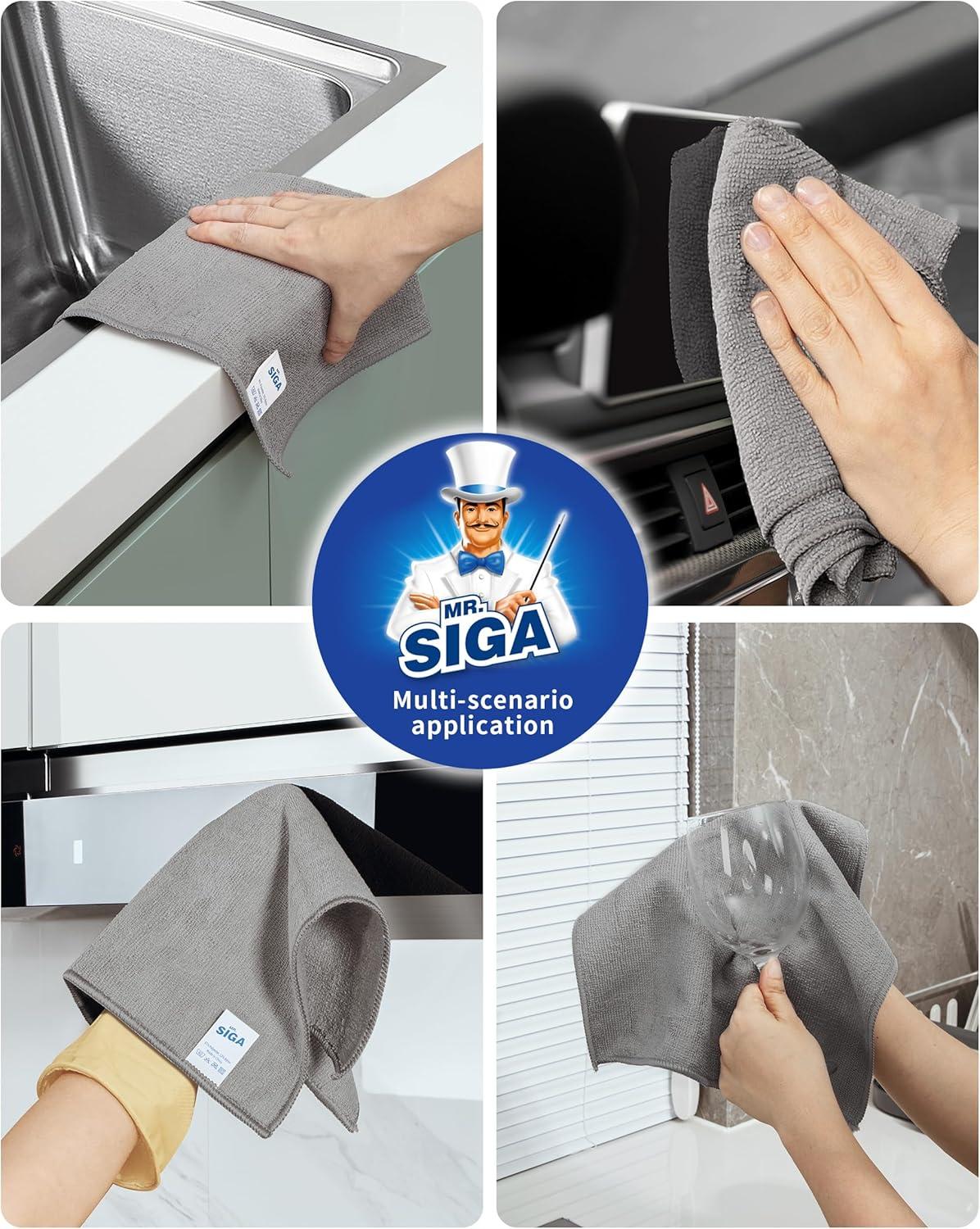 imageMRSIGA Microfiber Cleaning Cloth AllPurpose Microfiber Towels Streak Free Cleaning Rags Pack of 15 Sky Blue Size 30 x 30 cm118 x 118 inchGray