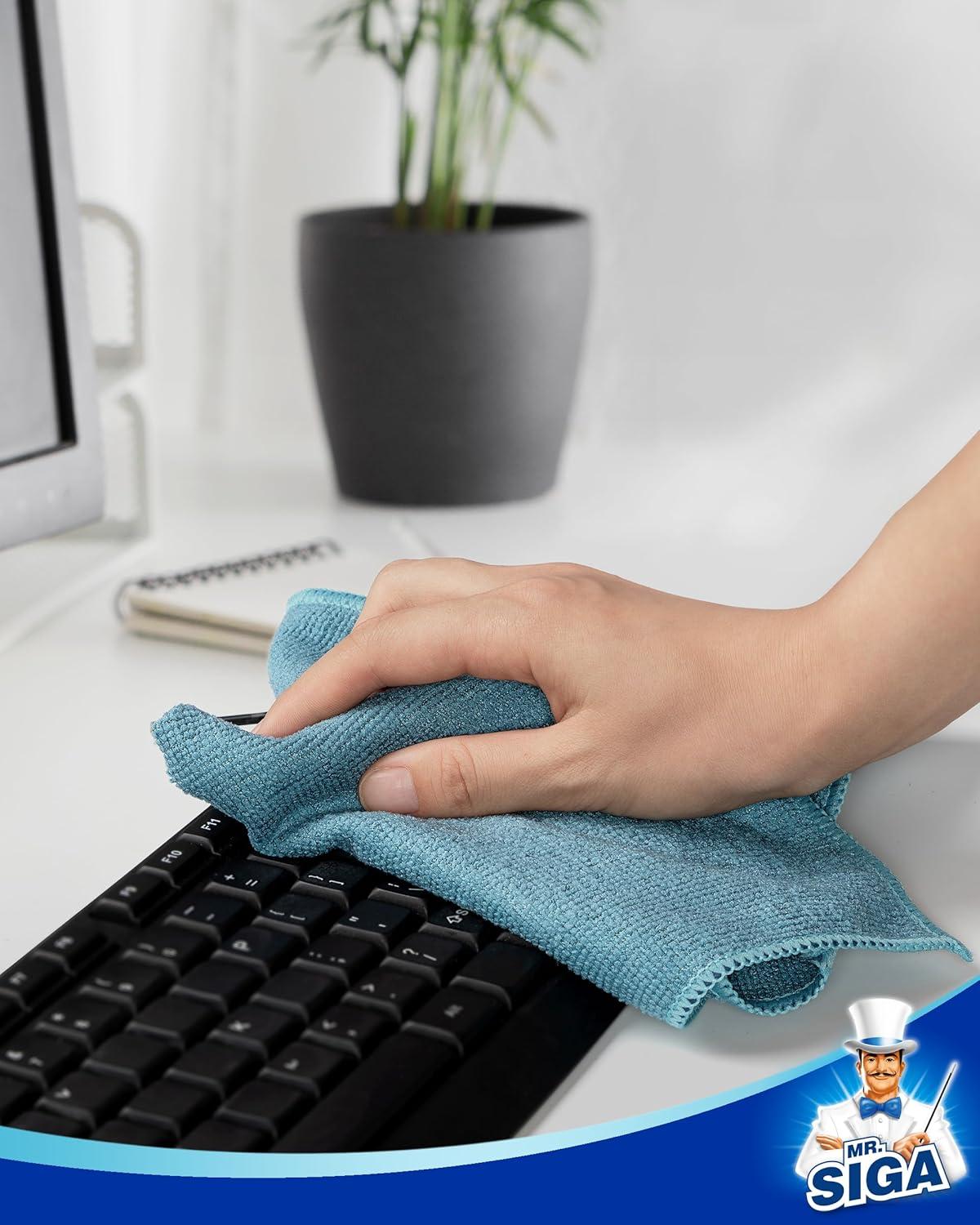 imageMRSIGA Microfiber Cleaning Cloth AllPurpose Microfiber Towels Streak Free Cleaning Rags Pack of 15 Sky Blue Size 30 x 30 cm118 x 118 inchLight Teal