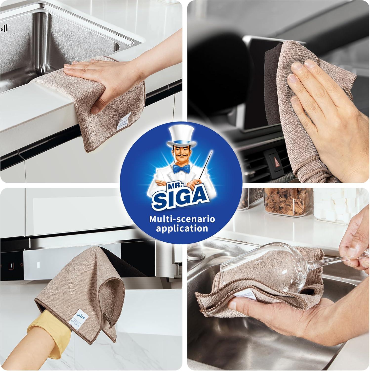 imageMRSIGA Microfiber Cleaning Cloths AllPurpose Surface Microfiber Towels Streak Free Cleaning Rags Pack of 12 Wheat Size 32 x 32 cm126 x 126 inch