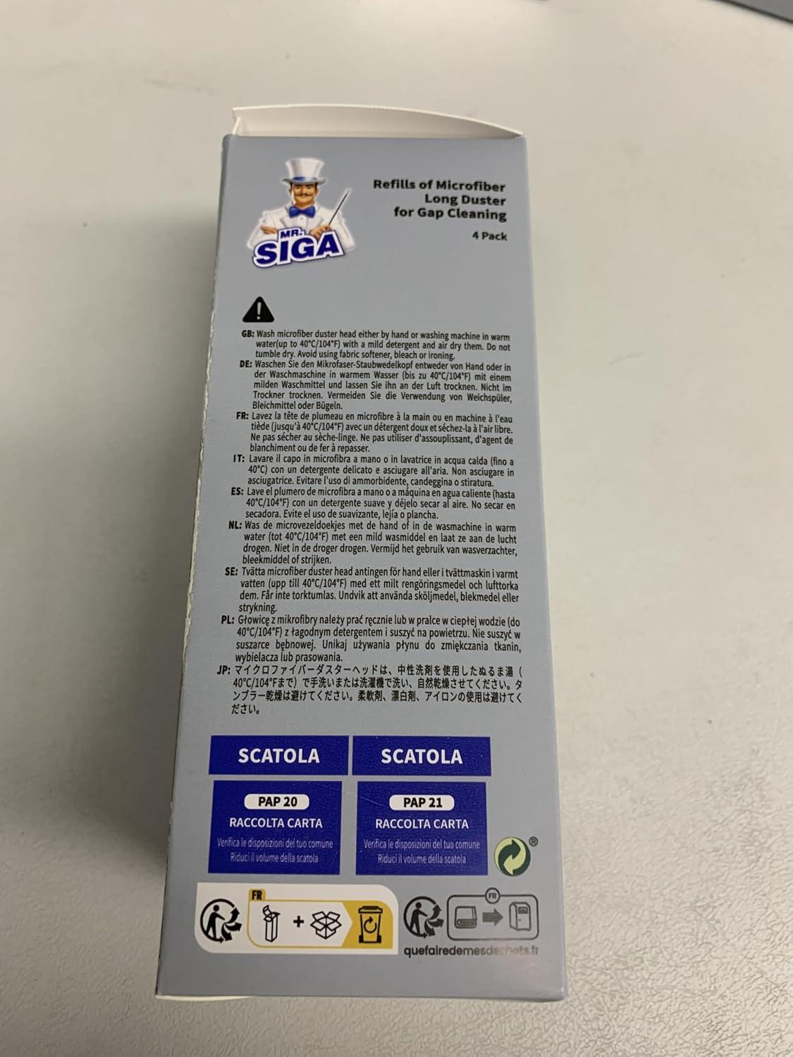 imageMRSIGA Microfiber Long Duster Refills Detachable and Washable Duster for Gap Cleaning 4 Pack