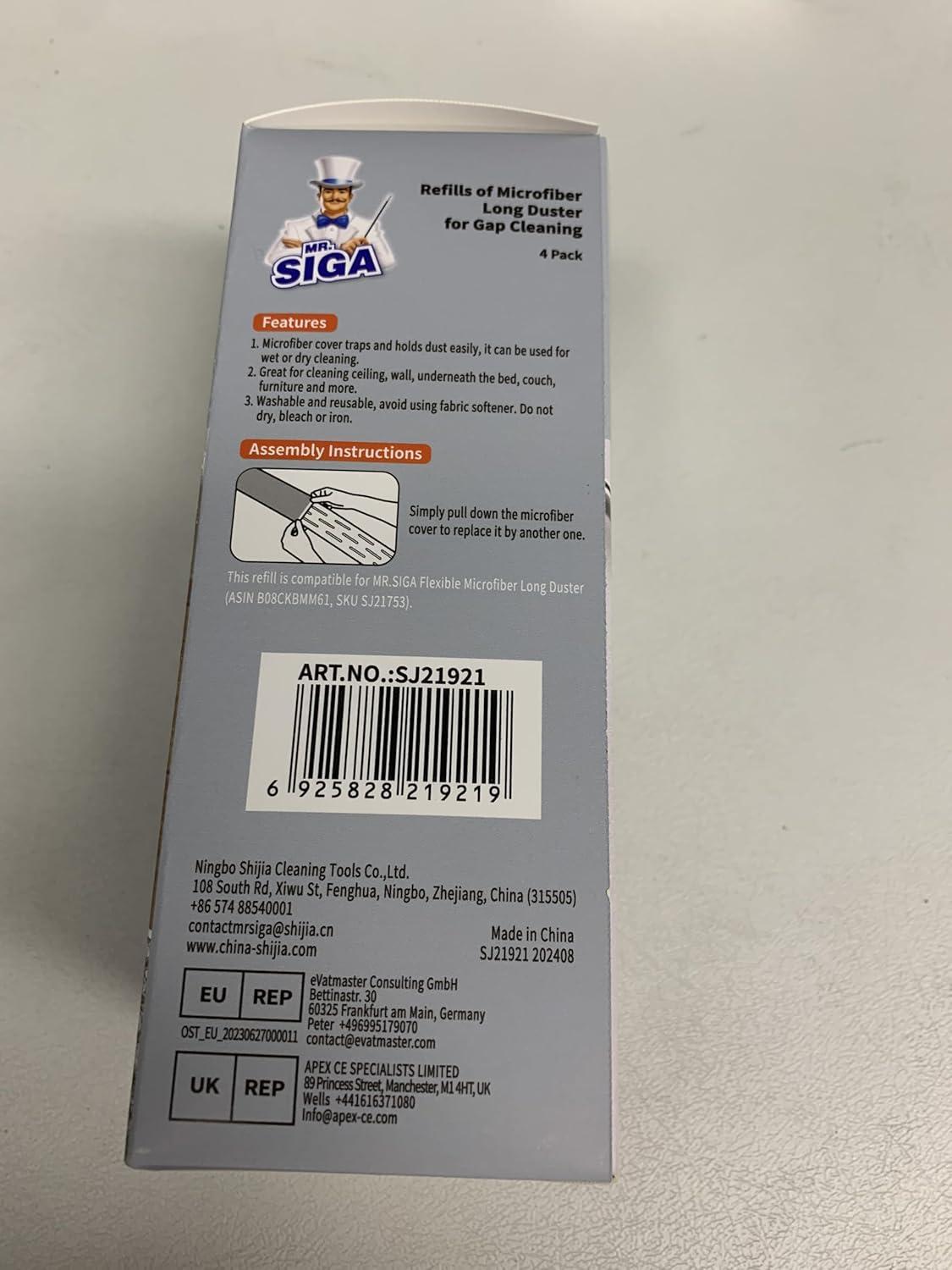 imageMRSIGA Microfiber Long Duster Refills Detachable and Washable Duster for Gap Cleaning 4 Pack