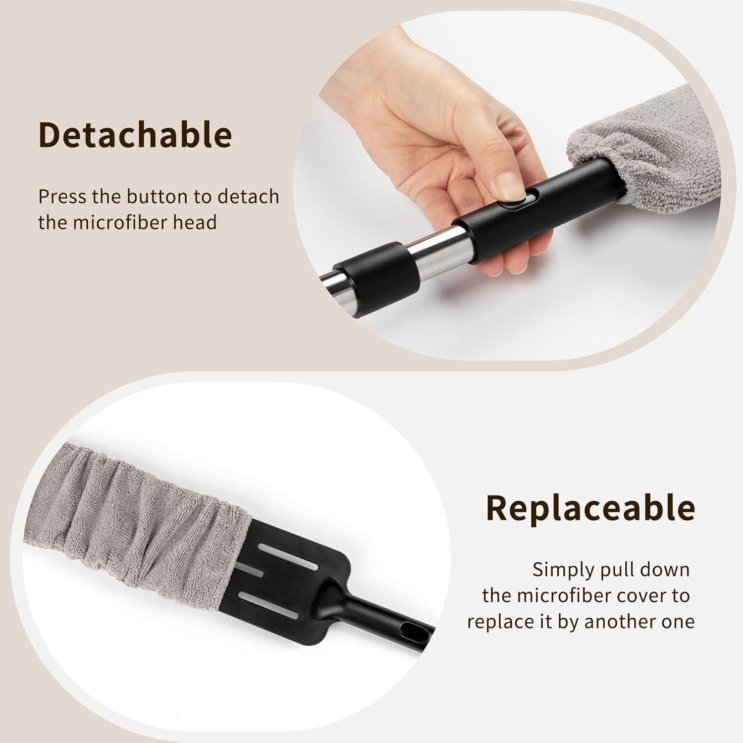 imageMRSIGA Microfiber Long Duster Refills Detachable and Washable Duster for Gap Cleaning 4 Pack