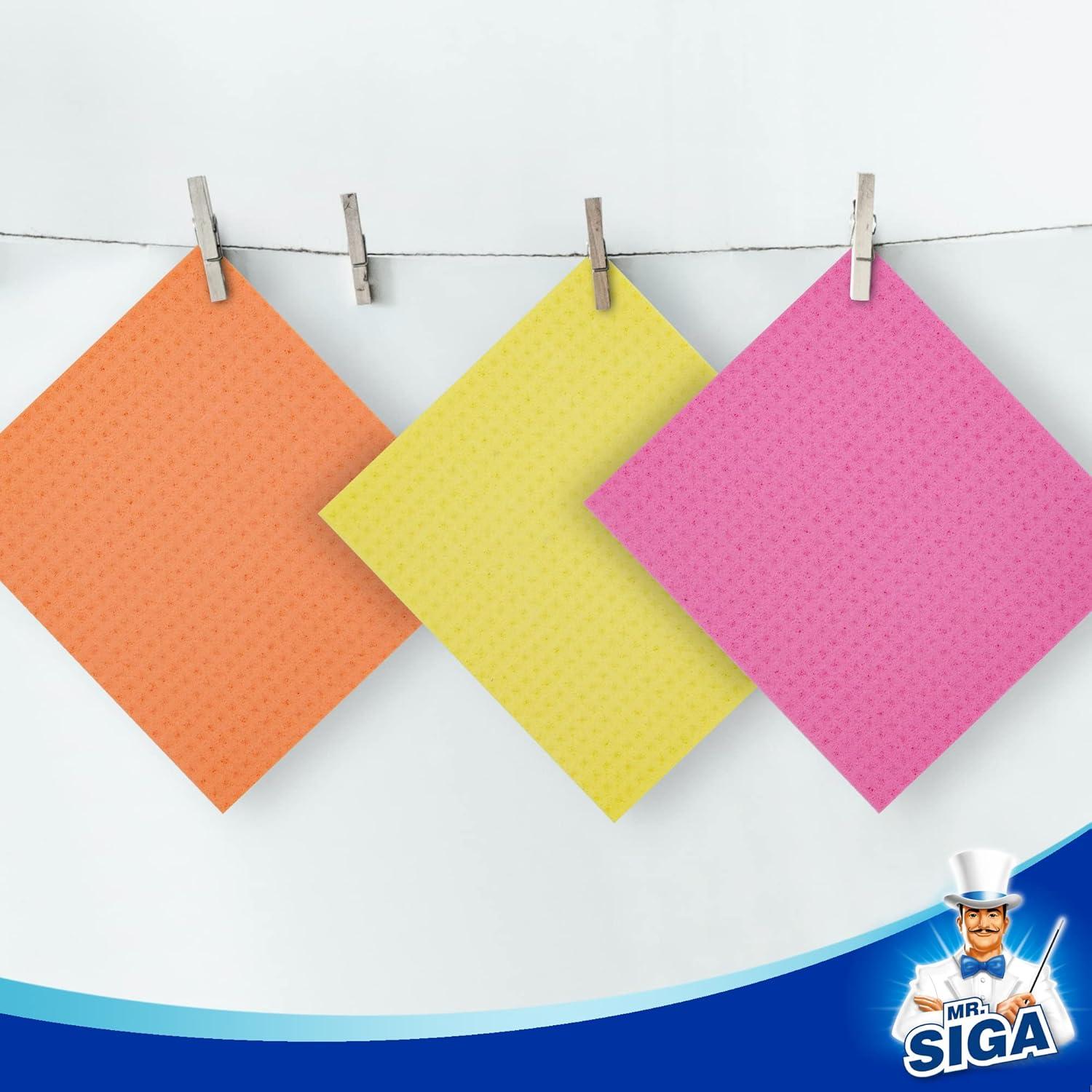 imageMRSIGA Reusable Dish Cloths Cellulose Sponge Cloth for Kitchen Absorbent Cleaning Cloth 10 Pack Multi Colors