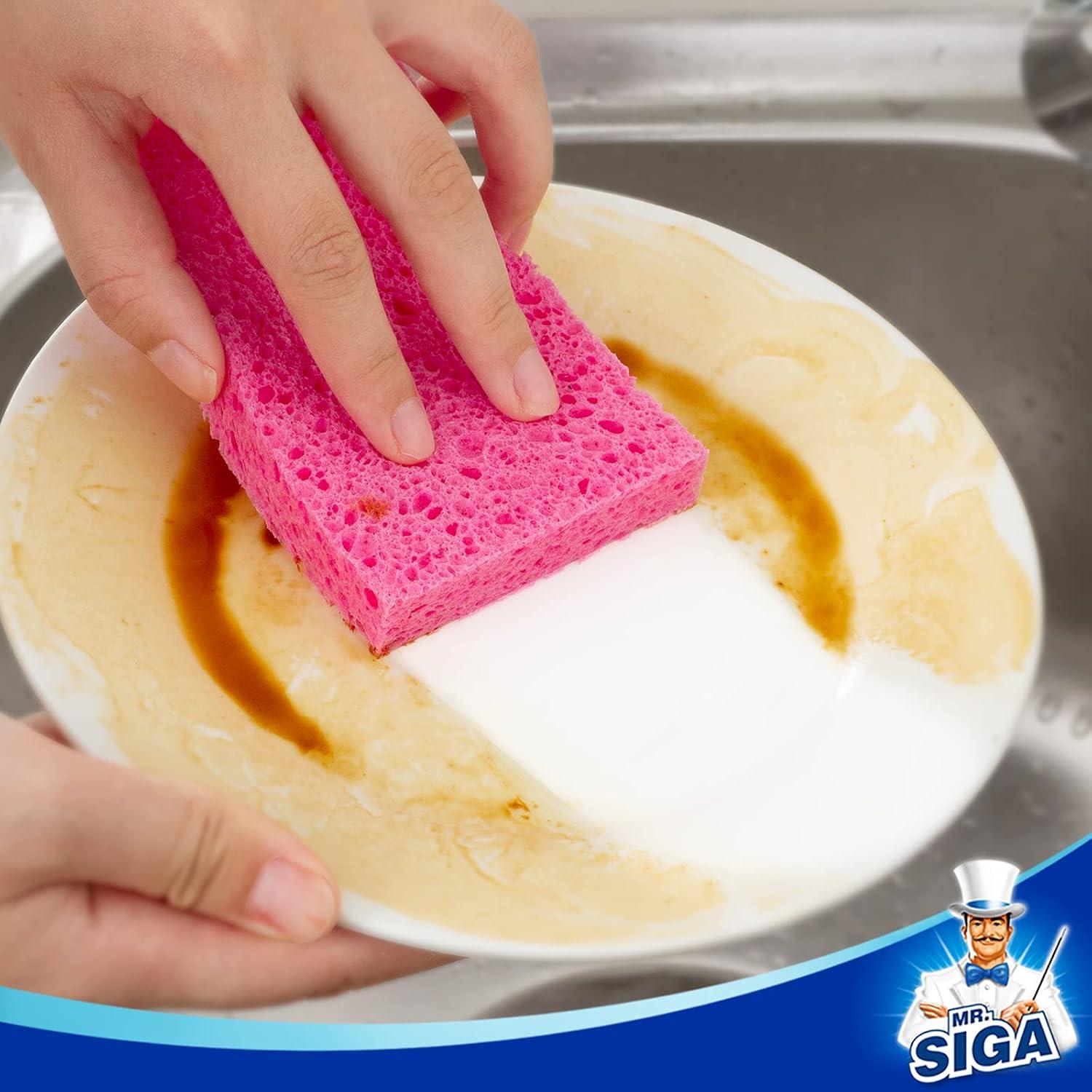 imageMRSIGA Scrub Sponges NonScratch Sponges for Dishes Kitchen Sponge Dish Scrubber 12 Pack