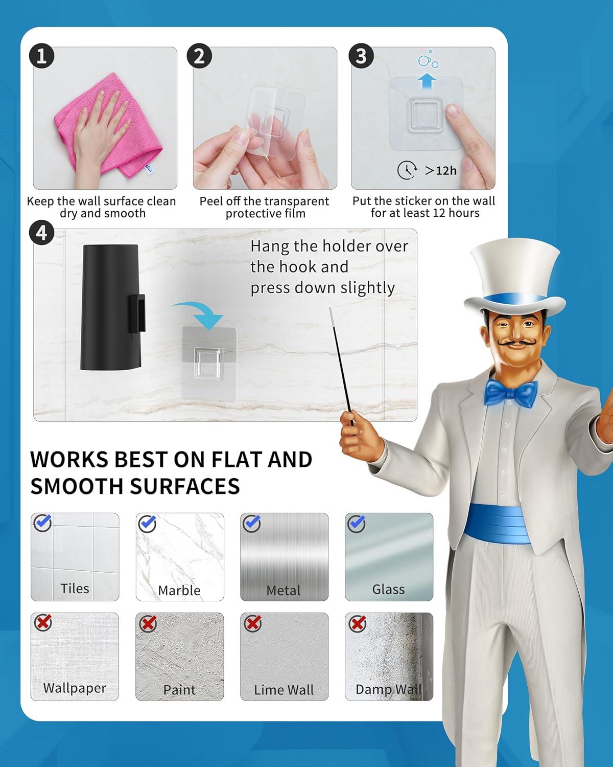 imageMRSIGA Toilet Brush and Holder Set Wall Mounted Toilet Bowl Brush Compact Toilet Scrub Brush with Holder for Bathroom White 2 PackBlack