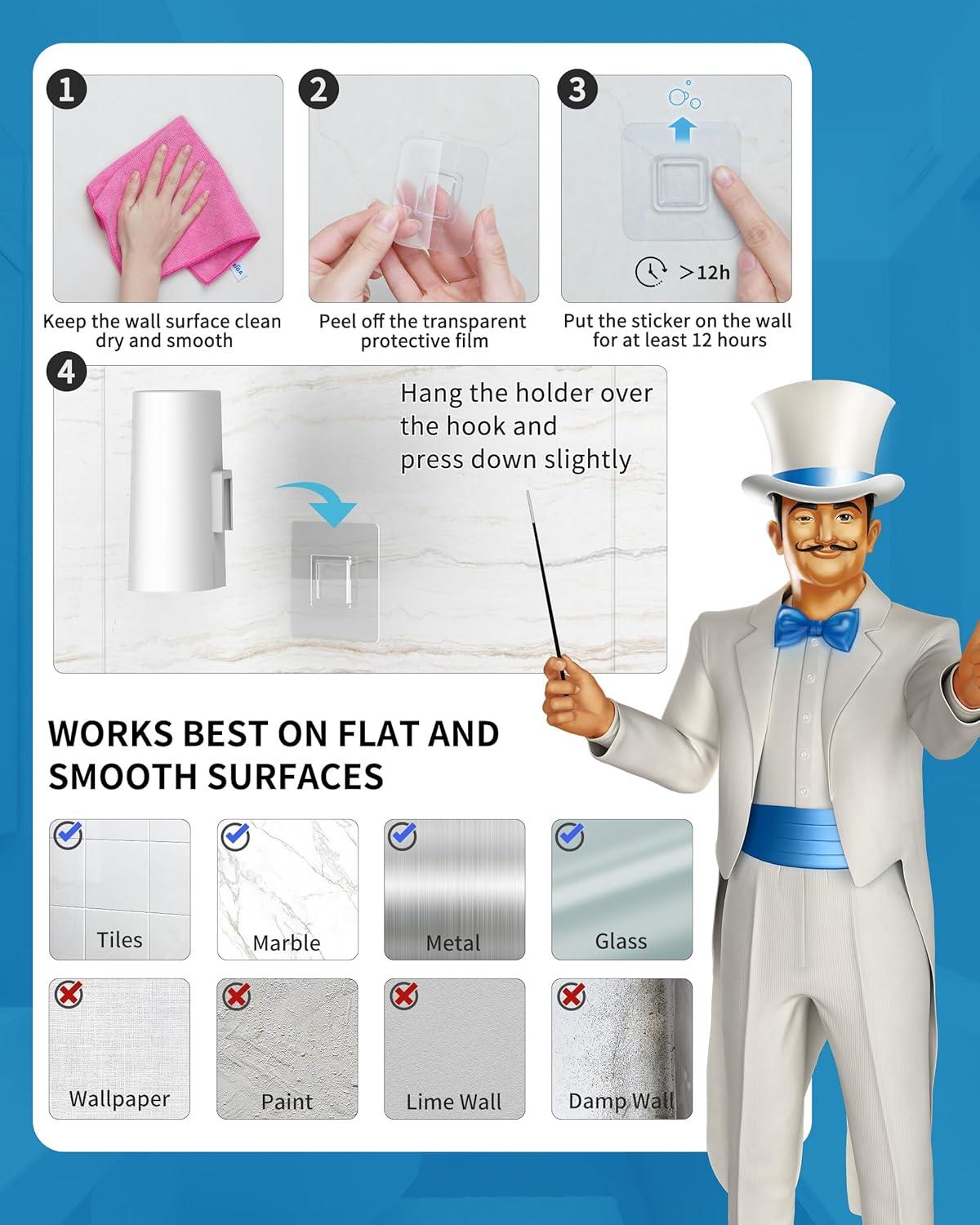 imageMRSIGA Toilet Brush and Holder Set Wall Mounted Toilet Bowl Brush Compact Toilet Scrub Brush with Holder for Bathroom White 2 PackWhite