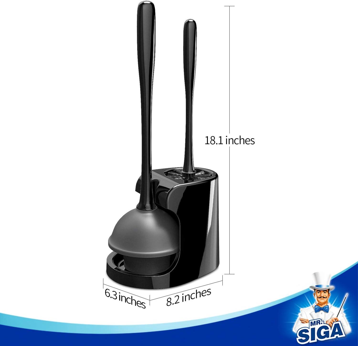 imageMRSIGA Toilet Plunger and Bowl Brush Combo for Bathroom Cleaning Gray 2 SetsBlack