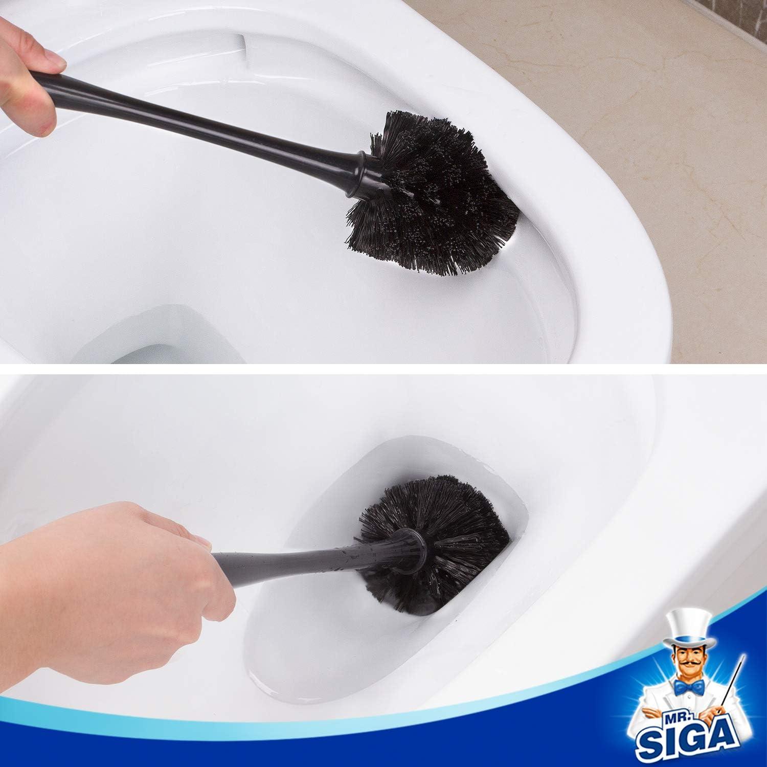 imageMRSIGA Toilet Plunger and Bowl Brush Combo for Bathroom Cleaning White 1 SetBlack