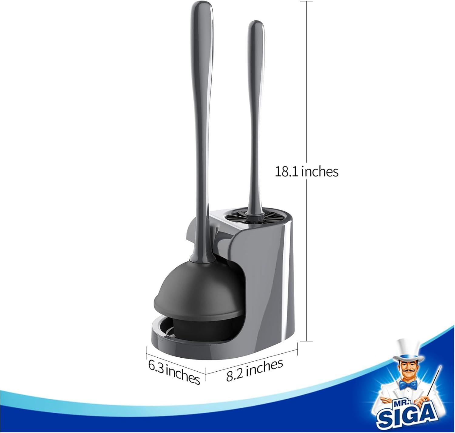 imageMRSIGA Toilet Plunger and Bowl Brush Combo for Bathroom Cleaning White 1 SetGray