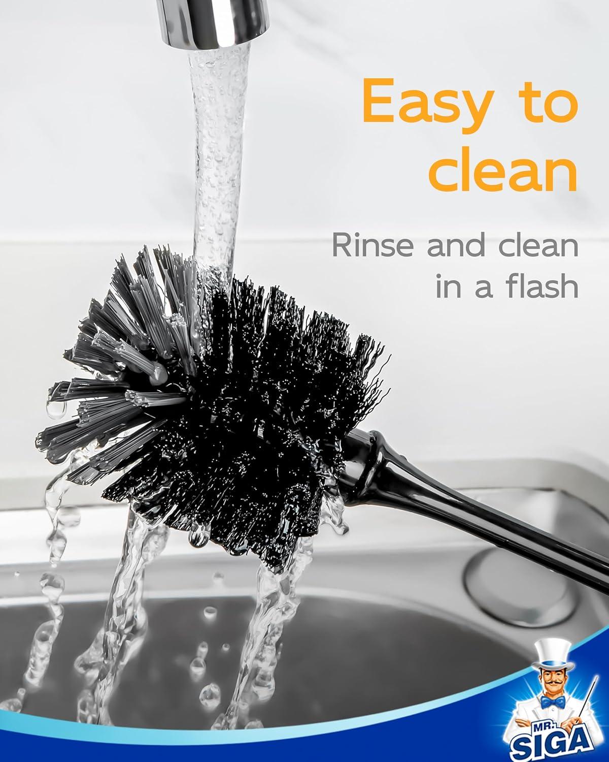 imageMRSIGA Water Bottle Brush Long Handle Bottle Brush for Water Glasses Baby Bottles Sports Bottles Cleaning Black 2 Pack