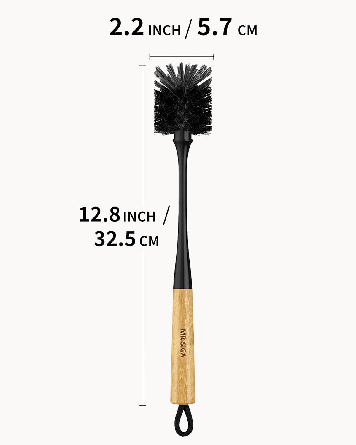 imageMRSIGA Water Bottle Brush Long Handle Bottle Brush for Water Glasses Baby Bottles Sports Bottles Cleaning Black 2 Pack