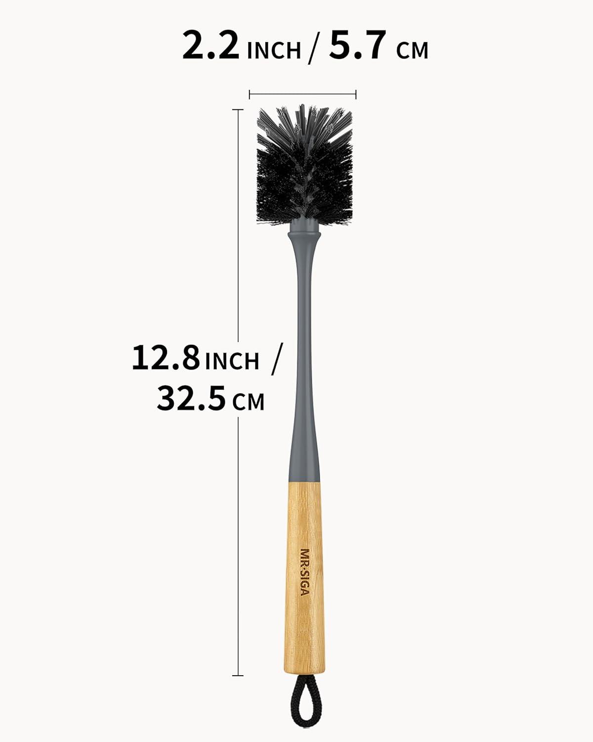 imageMRSIGA Water Bottle Brush Long Handle Bottle Brush for Water Glasses Baby Bottles Sports Bottles Cleaning Gray 2 Pack