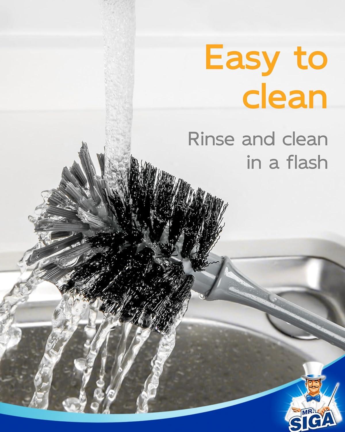 imageMRSIGA Water Bottle Brush Long Handle Bottle Brush for Water Glasses Baby Bottles Sports Bottles Cleaning Gray 2 Pack