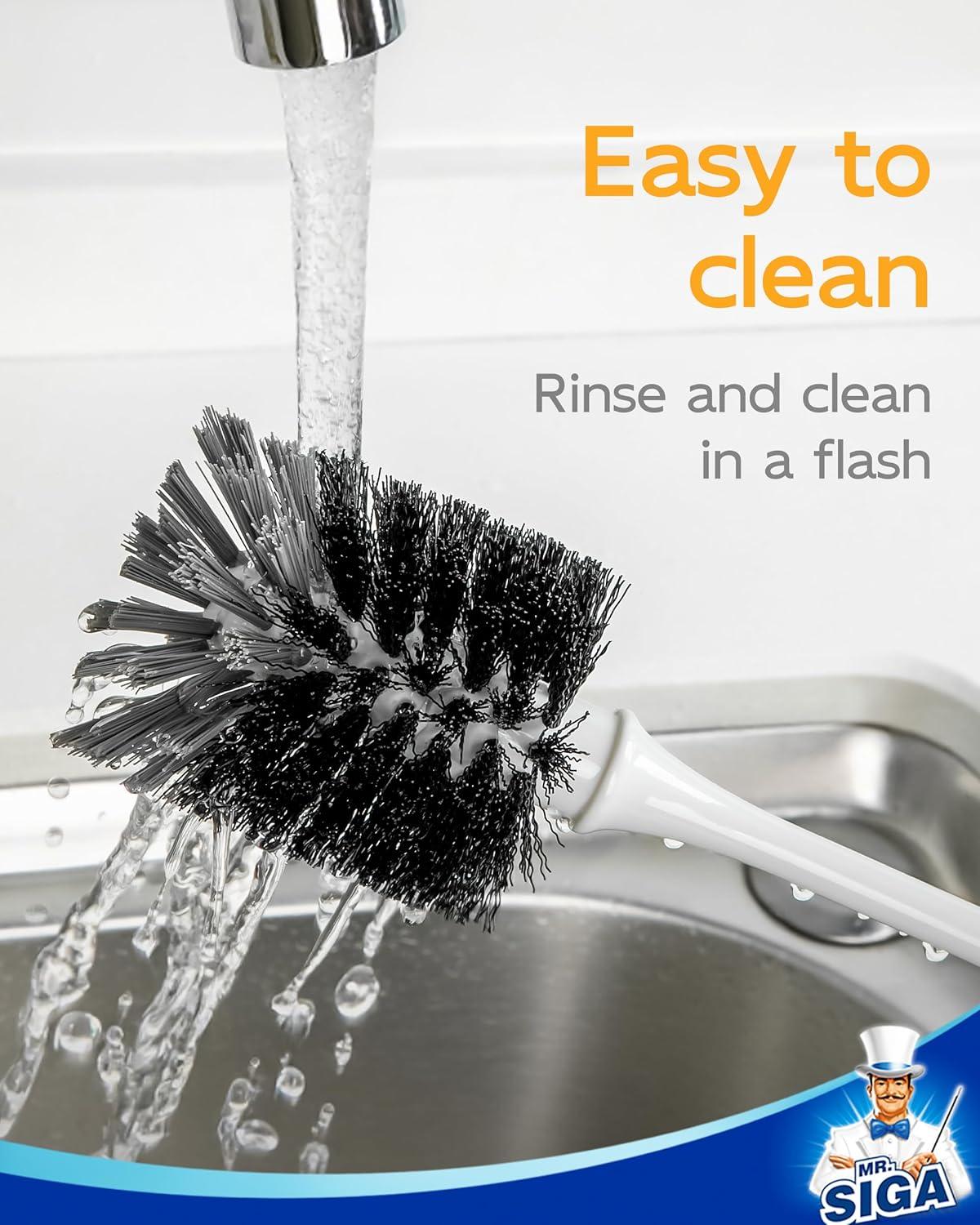 imageMRSIGA Water Bottle Brush Long Handle Bottle Brush for Water Glasses Baby Bottles Sports Bottles Cleaning White 2 Pack