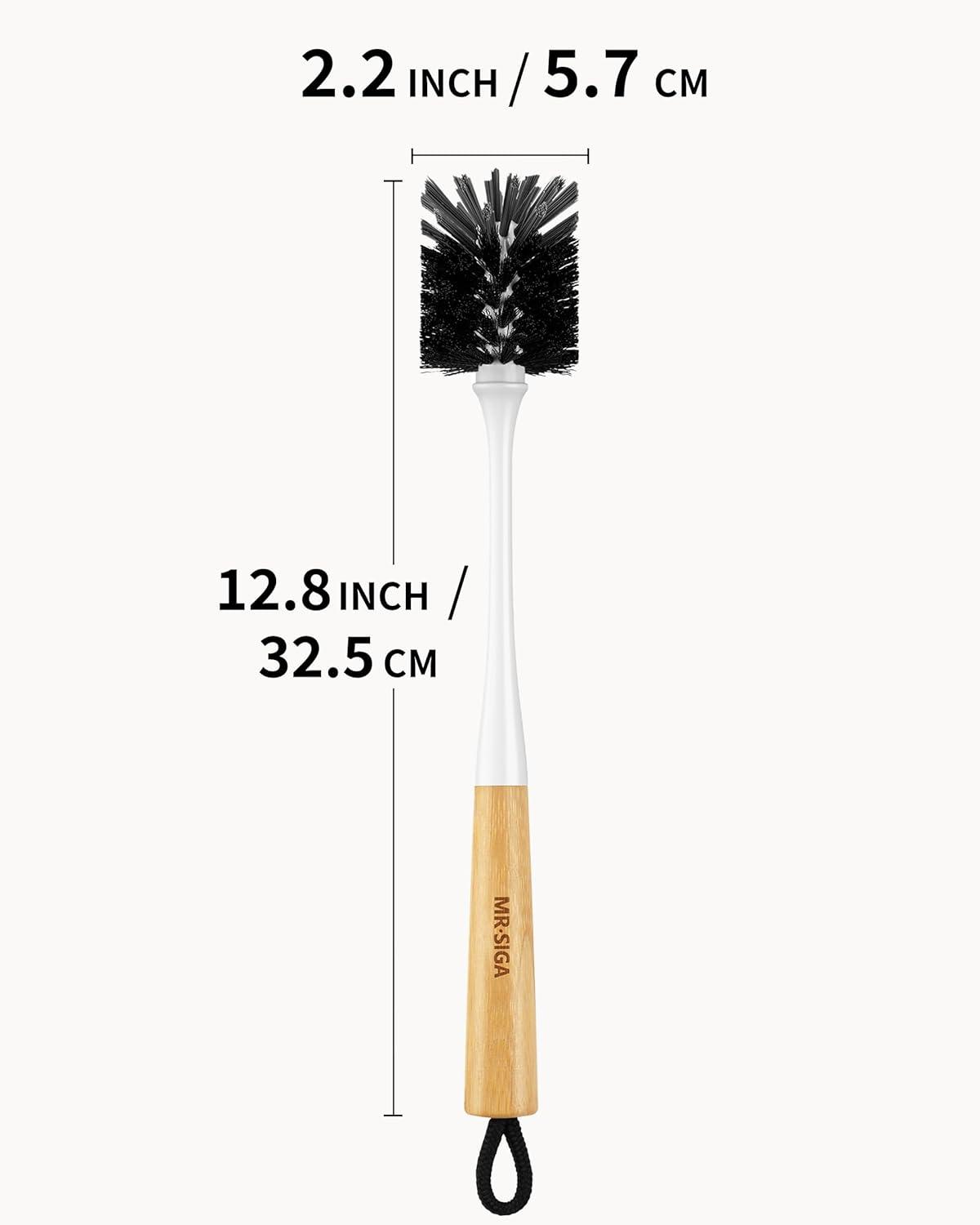 imageMRSIGA Water Bottle Brush Long Handle Bottle Brush for Water Glasses Baby Bottles Sports Bottles Cleaning White 2 Pack