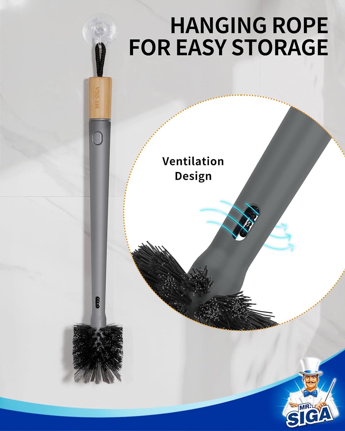 imageMRSIGA Water Bottle Brush and Straw Cleaner Brush Long Handle Bottle Cleaner Brush 2 in 1 Bottle Cleaning Brush for Sports Bottles Baby Bottles Mugs StrawsGray