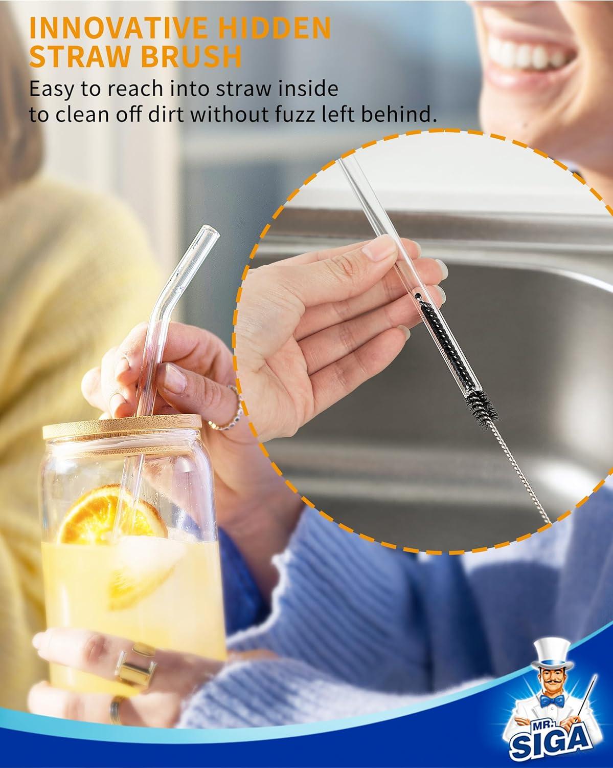 imageMRSIGA Water Bottle Brush and Straw Cleaner Brush Long Handle Bottle Cleaner Brush 2 in 1 Bottle Cleaning Brush for Sports Bottles Baby Bottles Mugs StrawsBlack