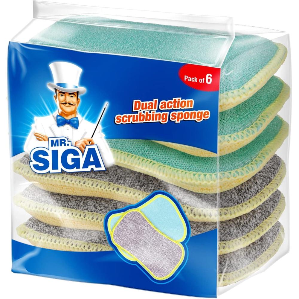 imageMR SIGA Dual Action Scrubbing Sponge Pack of 6 Size15x85x23cm