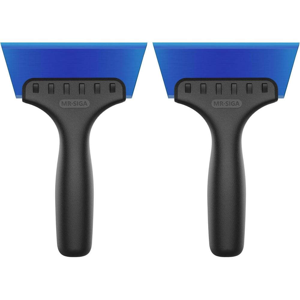 imageMRSIGA 2 in 1 Mini Glass Squeegee with Builtin Ice Ripper 5 Inch Blade 2 Pack for Tile Glass Mirror Shower Window Tint Car