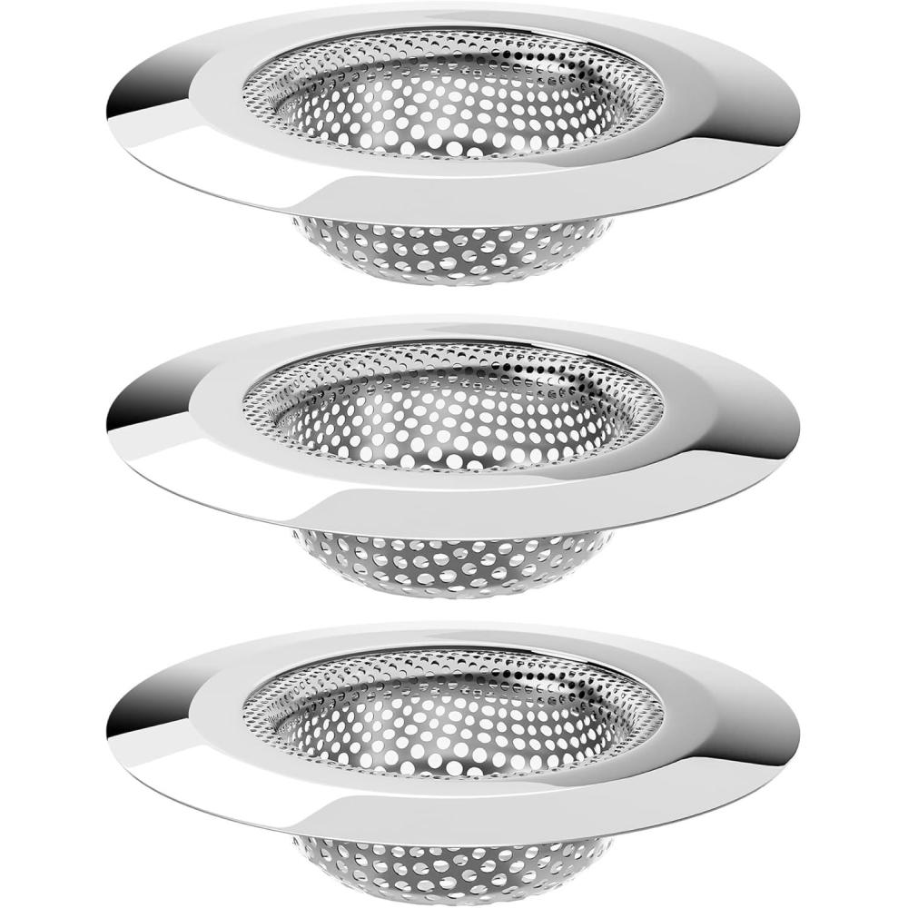 imageMRSIGA Bathtub Drain Strainer Stainless Steel Shower Bathtub Drain Hair Catcher Bathroom Sink Drain Strainer 3 Pack