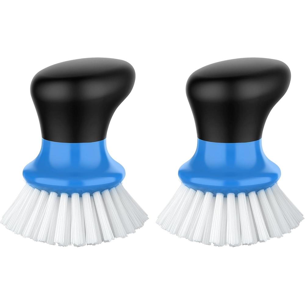 imageMRSIGA Dish Scrub Brush Palm Brush Dish Scrubber with Ergonomic Grip Kitchen Brushes for Dishes Green Pack of 2Blue