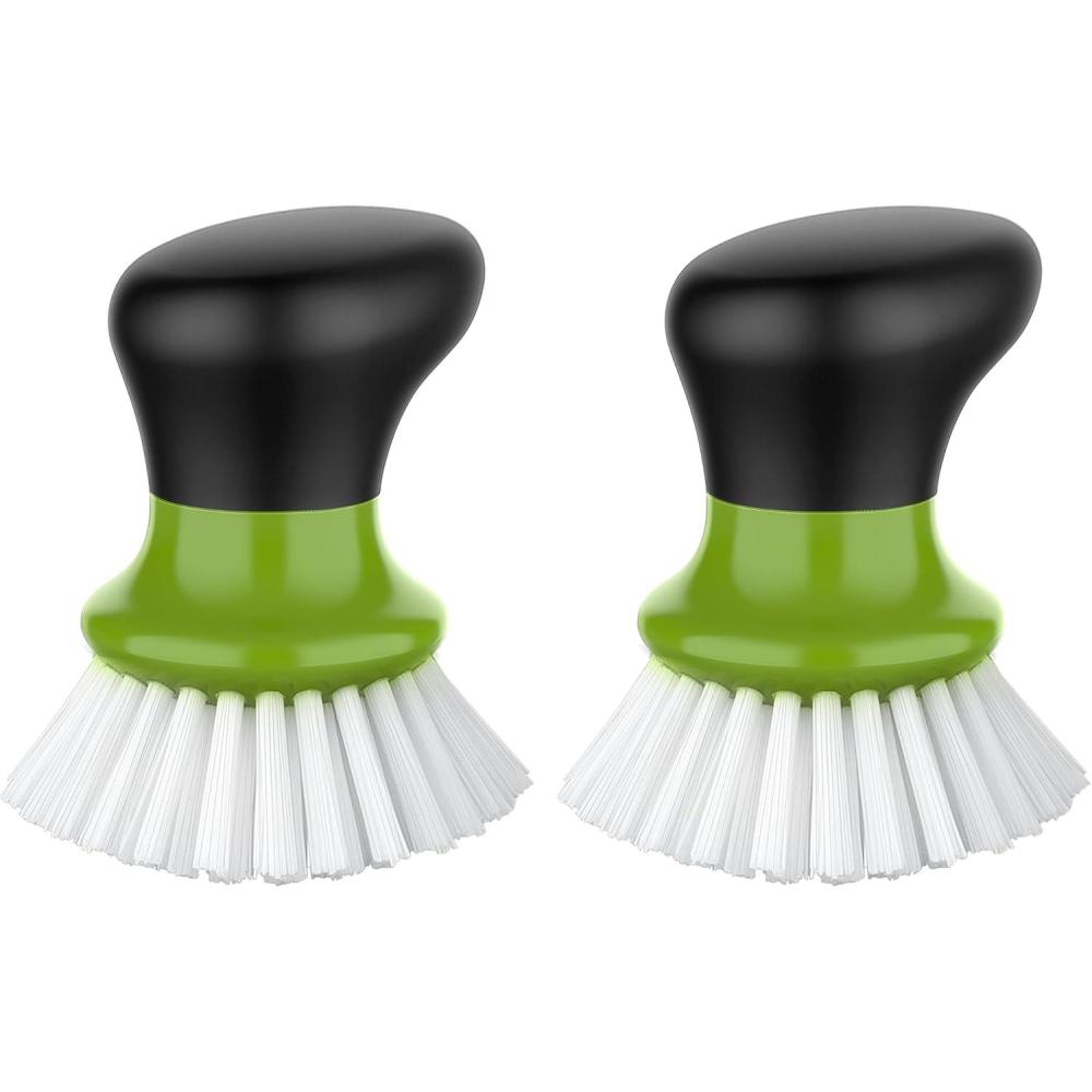 imageMRSIGA Dish Scrub Brush Palm Brush Dish Scrubber with Ergonomic Grip Kitchen Brushes for Dishes Green Pack of 2Green